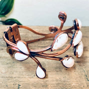 Matisse Copper, Vintage Matisse, Vintage Jewelry Set, Vintage Brooch, Vintage Bracelet, White Enamel, Hinge Cuff, Matisse, Matisse Renoir