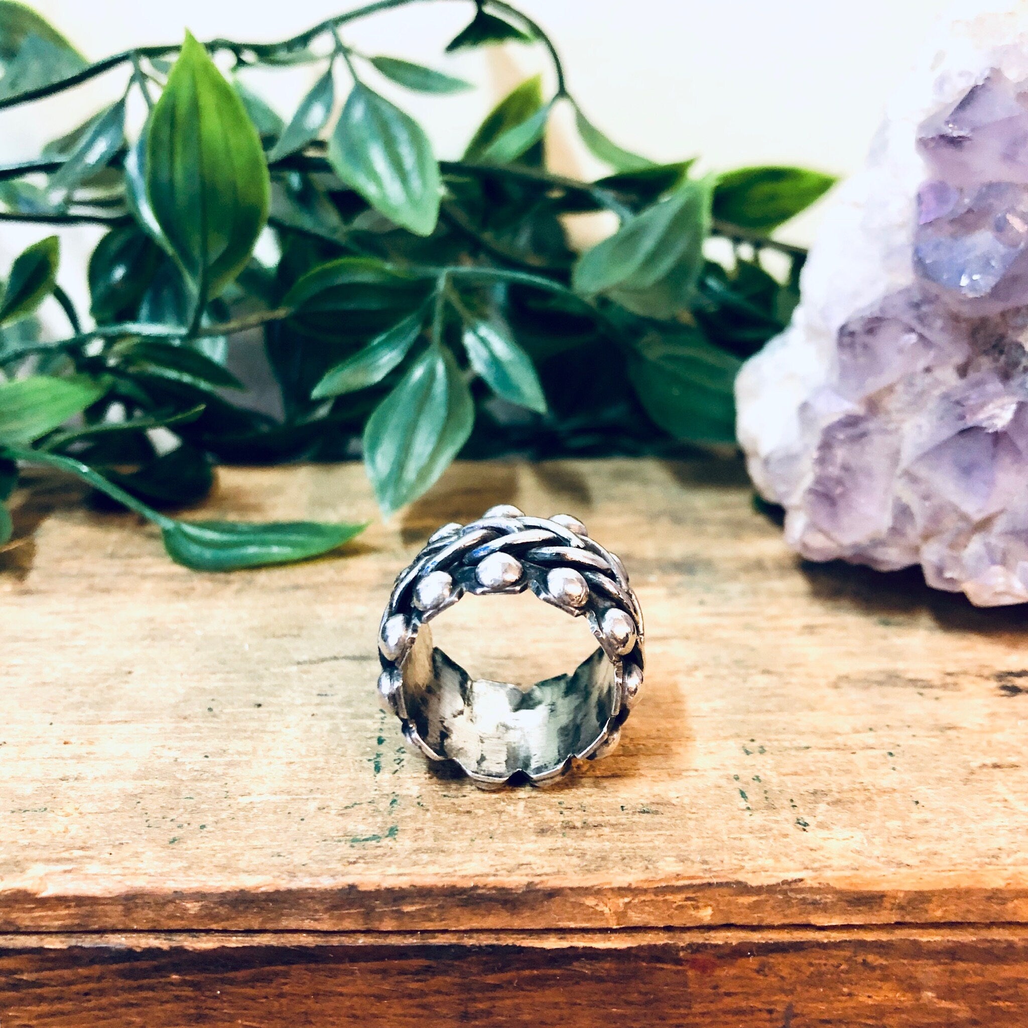 Vintage Tribal Ring, Thick Silver Ring, Vintage Jewelry, Statement Jewelry, Thick Band, Ornate Jewelry, Unique Ring, Rope Design, Ball Ring