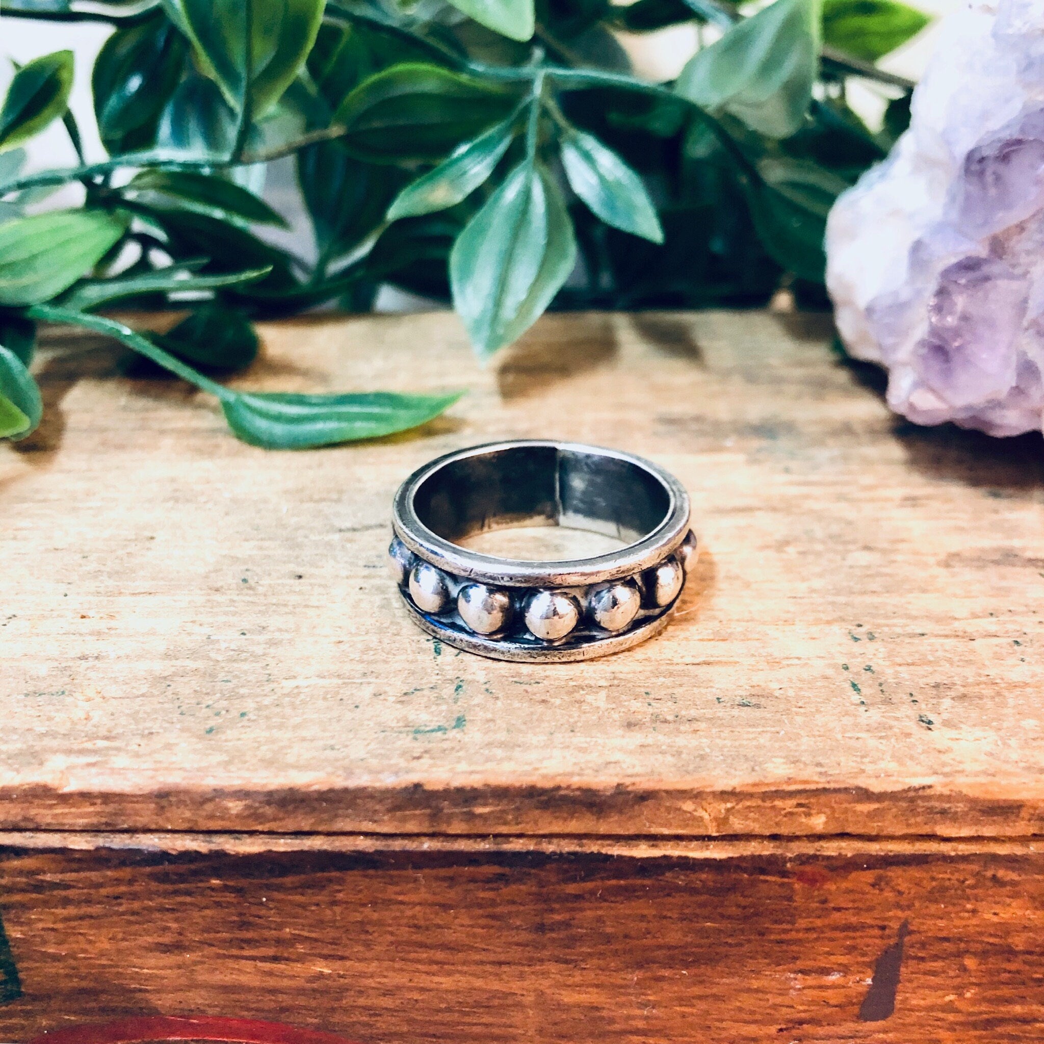 Vintage Tribal Ring, Band Ring, Large Ring, Thumb Ring, Vintage Jewelry, Valentines Day Gift, Gift for Dad, Ball Ring, Simple Jewelry, 925
