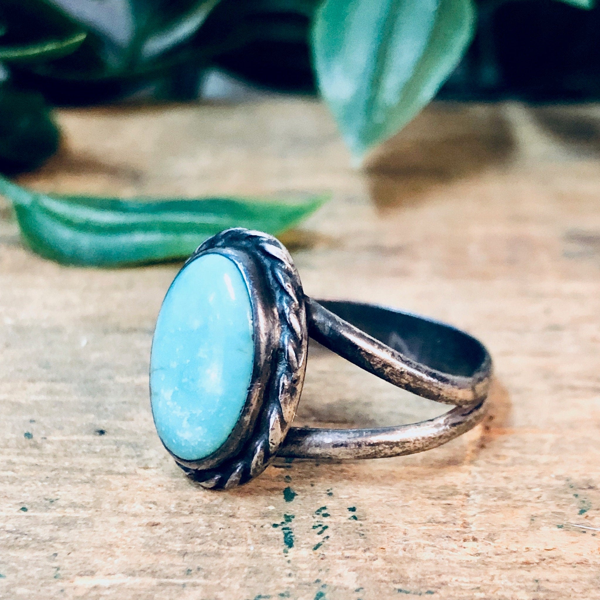 Vintage Silver Ring, Turquoise Ring, Bohemian Jewelry, Boho Style, Simple Ring, Valentines Day Gift, Blue and Silver, Southwestern Ring, 925