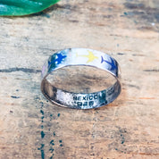Vintage Silver Ring, Airplane Ring, Flight Jewelry, Airplanes, Silver Band, Skinny Silver Band, Colorful Ring, Purple, Yellow, Pink, White