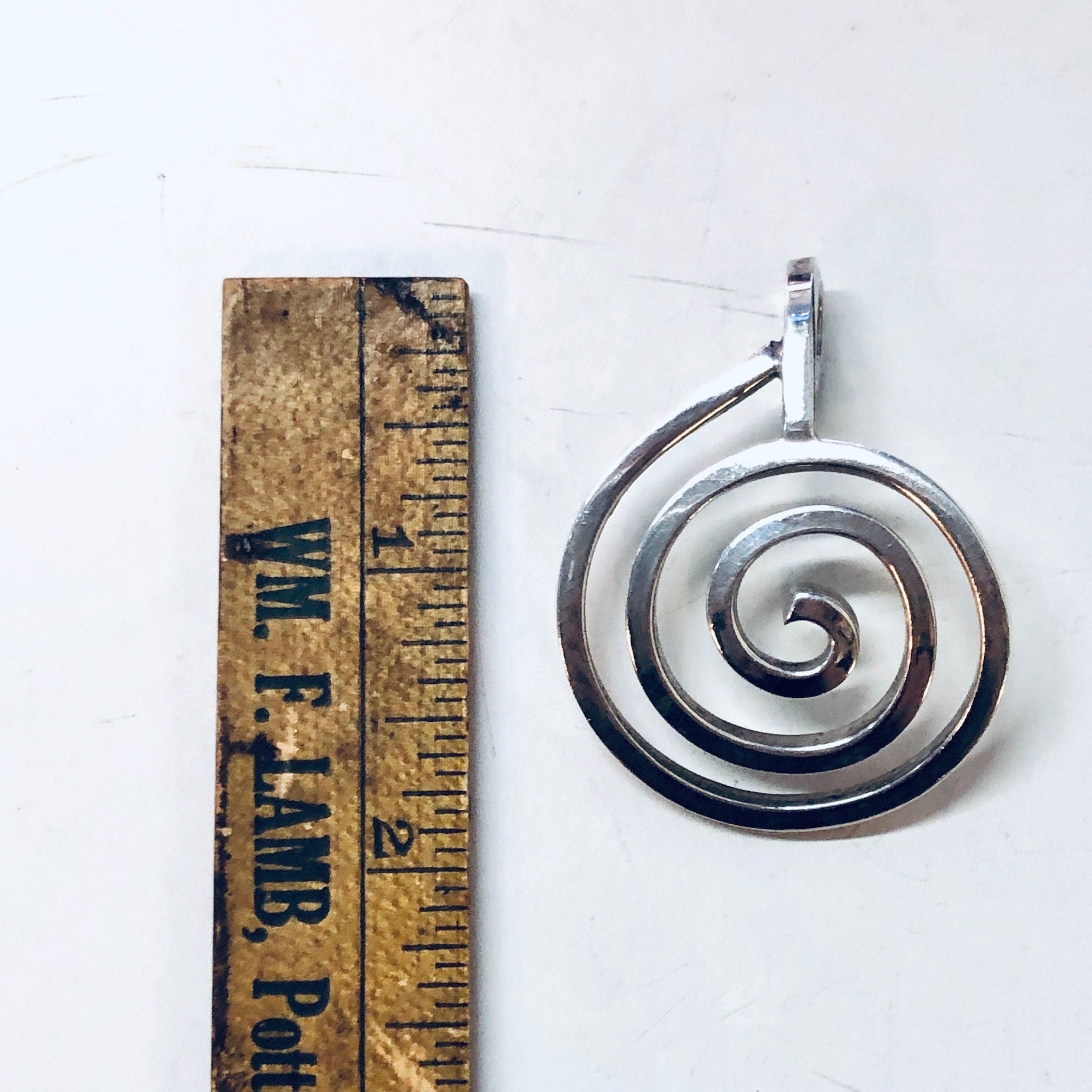 Vintage Silver Pendant, Swirl Pendant, Vintage Necklace, Large Pendant, Swirl Design, Unique Jewelry, Circle Pendant, Valentines Day Gift
