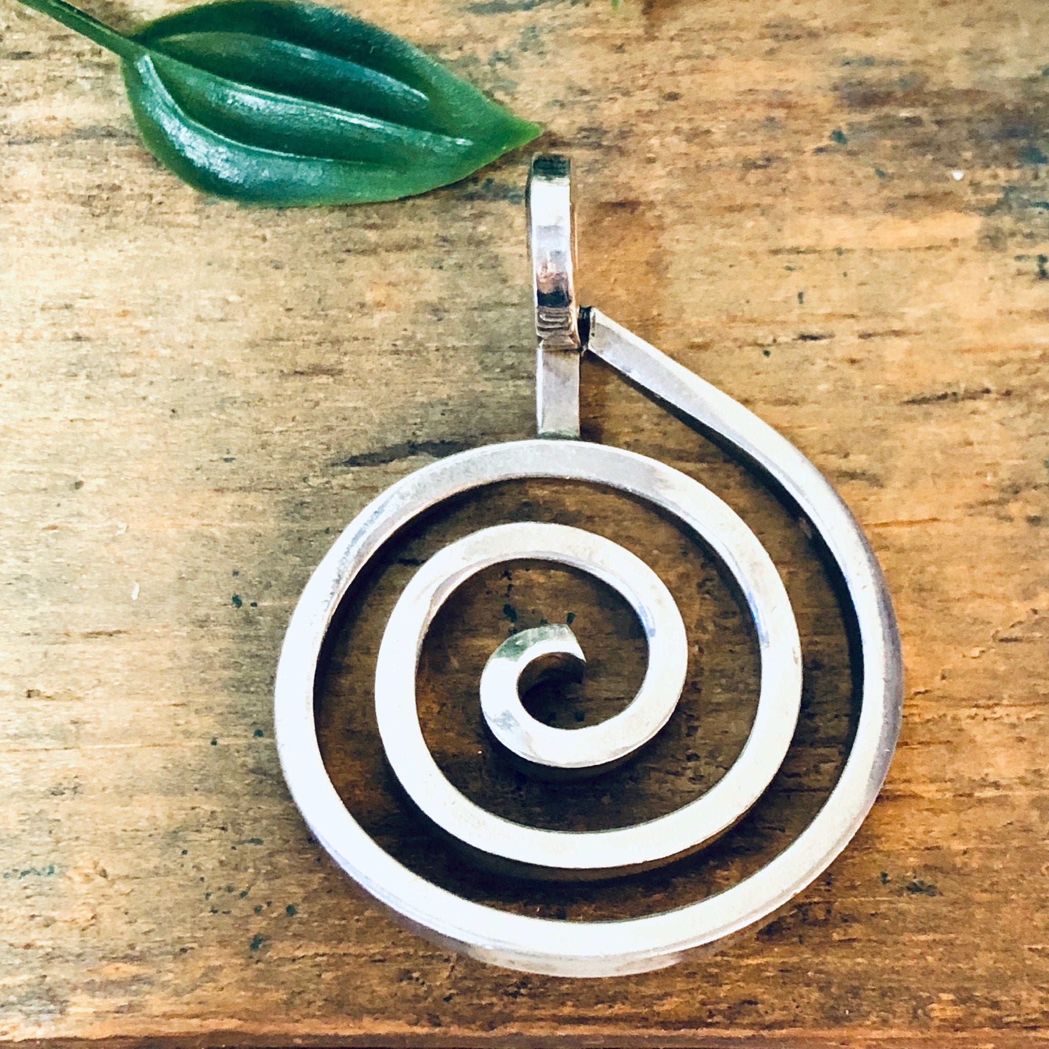 Vintage Silver Pendant, Swirl Pendant, Vintage Necklace, Large Pendant, Swirl Design, Unique Jewelry, Circle Pendant, Valentines Day Gift