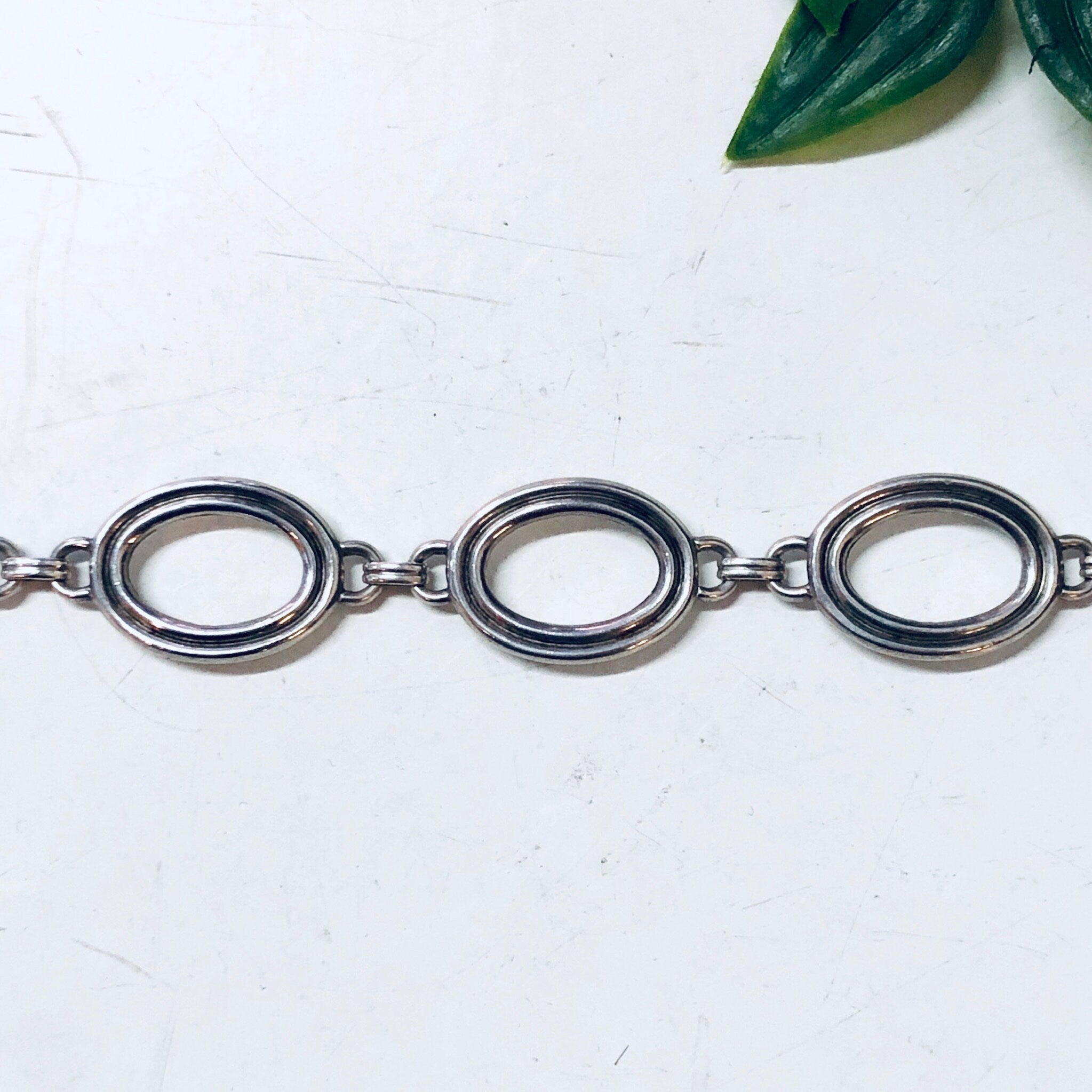 Vintage Silver Bracelet, Link Bracelet, Vintage Jewelry, Simple Bracelet, Valentines Day Gift, Geometric Jewelry, 925, Silver Bracelet, 925