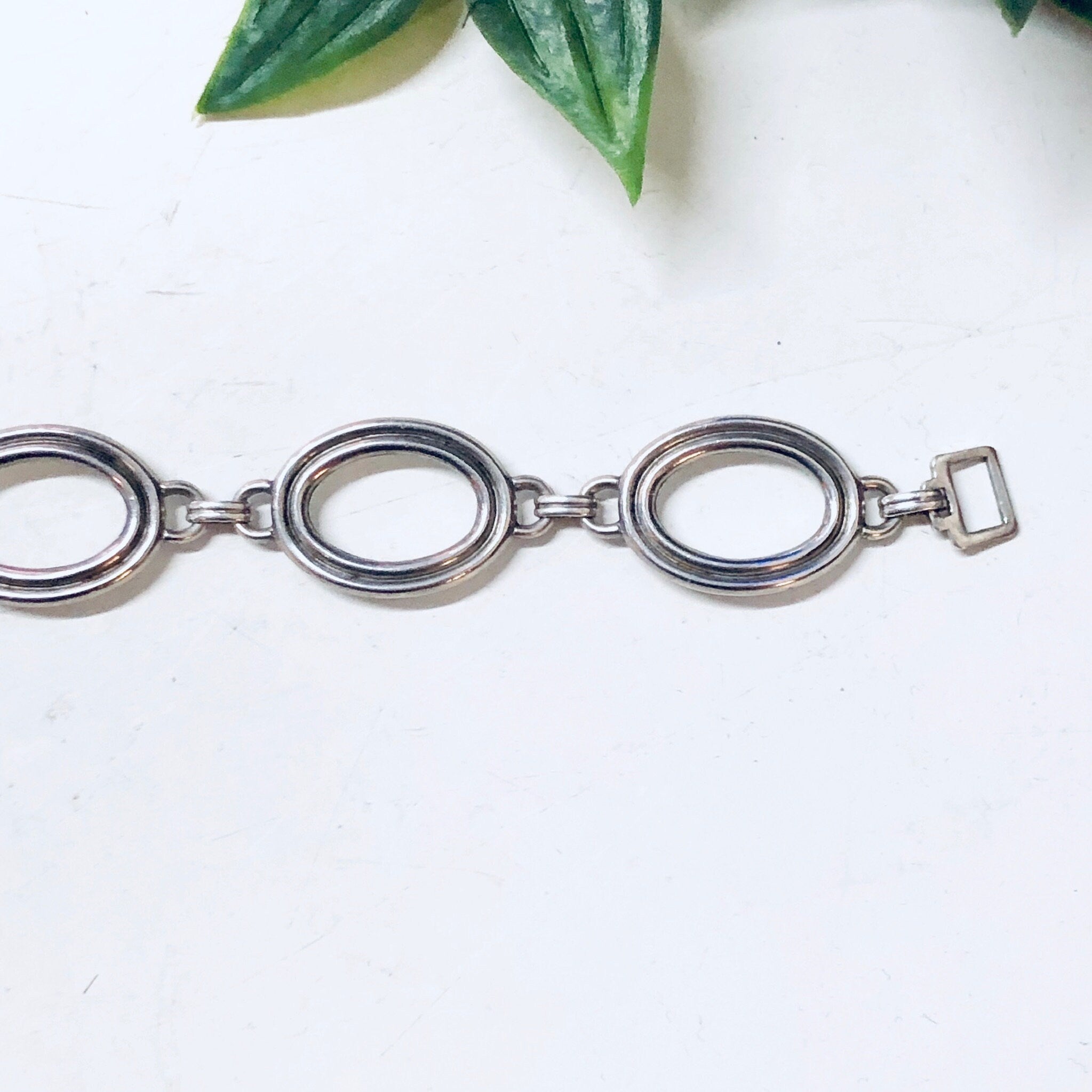 Vintage Silver Bracelet, Link Bracelet, Vintage Jewelry, Simple Bracelet, Valentines Day Gift, Geometric Jewelry, 925, Silver Bracelet, 925