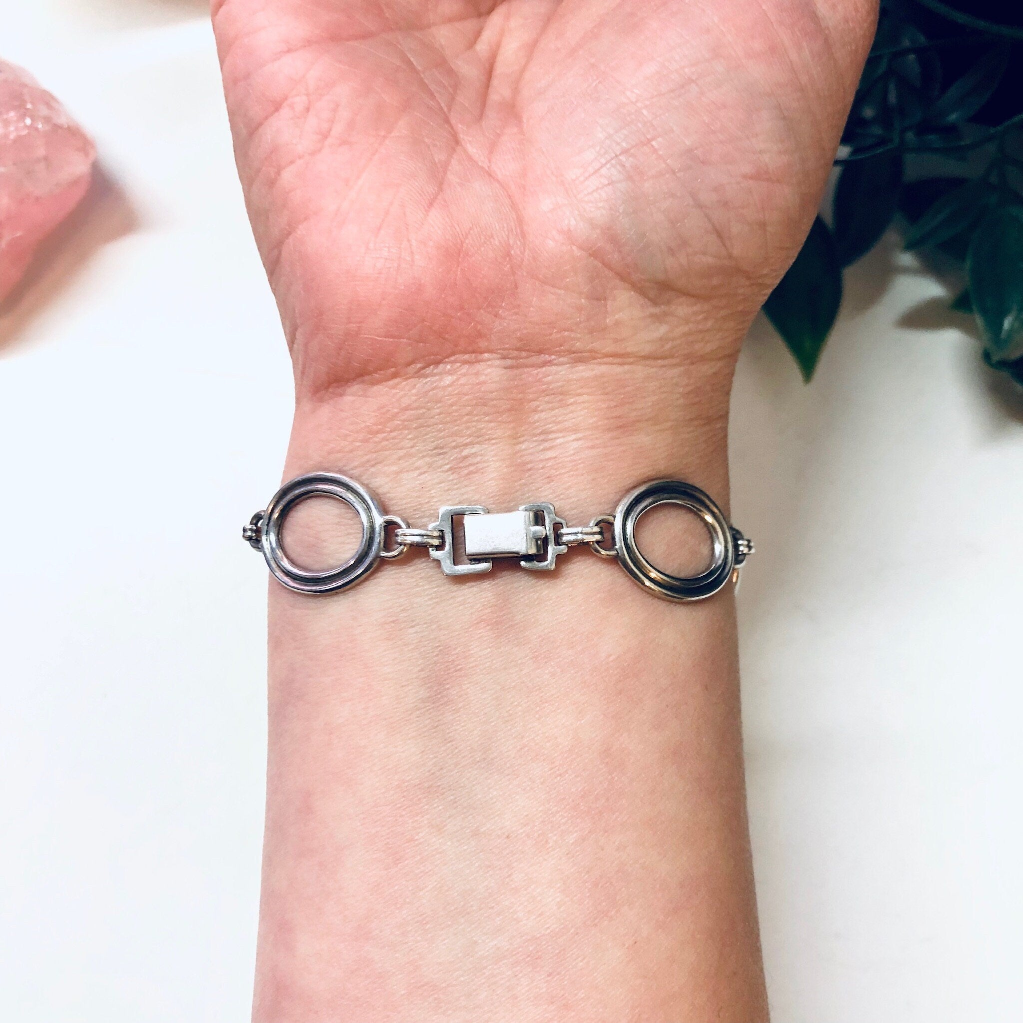 Vintage Silver Bracelet, Link Bracelet, Vintage Jewelry, Simple Bracelet, Valentines Day Gift, Geometric Jewelry, 925, Silver Bracelet, 925
