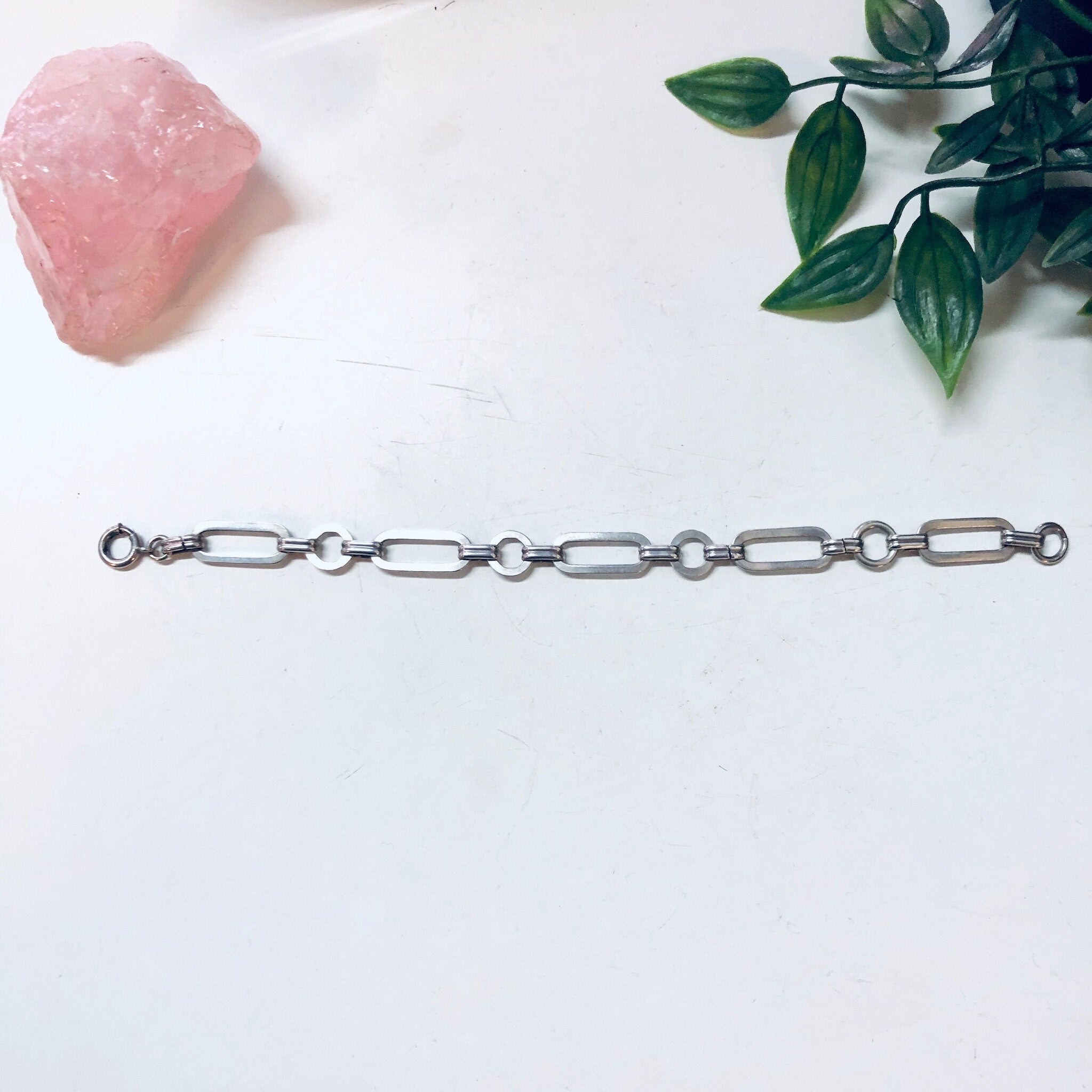 Vintage Silver Bracelet, Link Bracelet, Chain Bracelet, Simple Jewelry, Vintage Jewelry, Geometric Design, Elegant Bracelet, Valentines Day