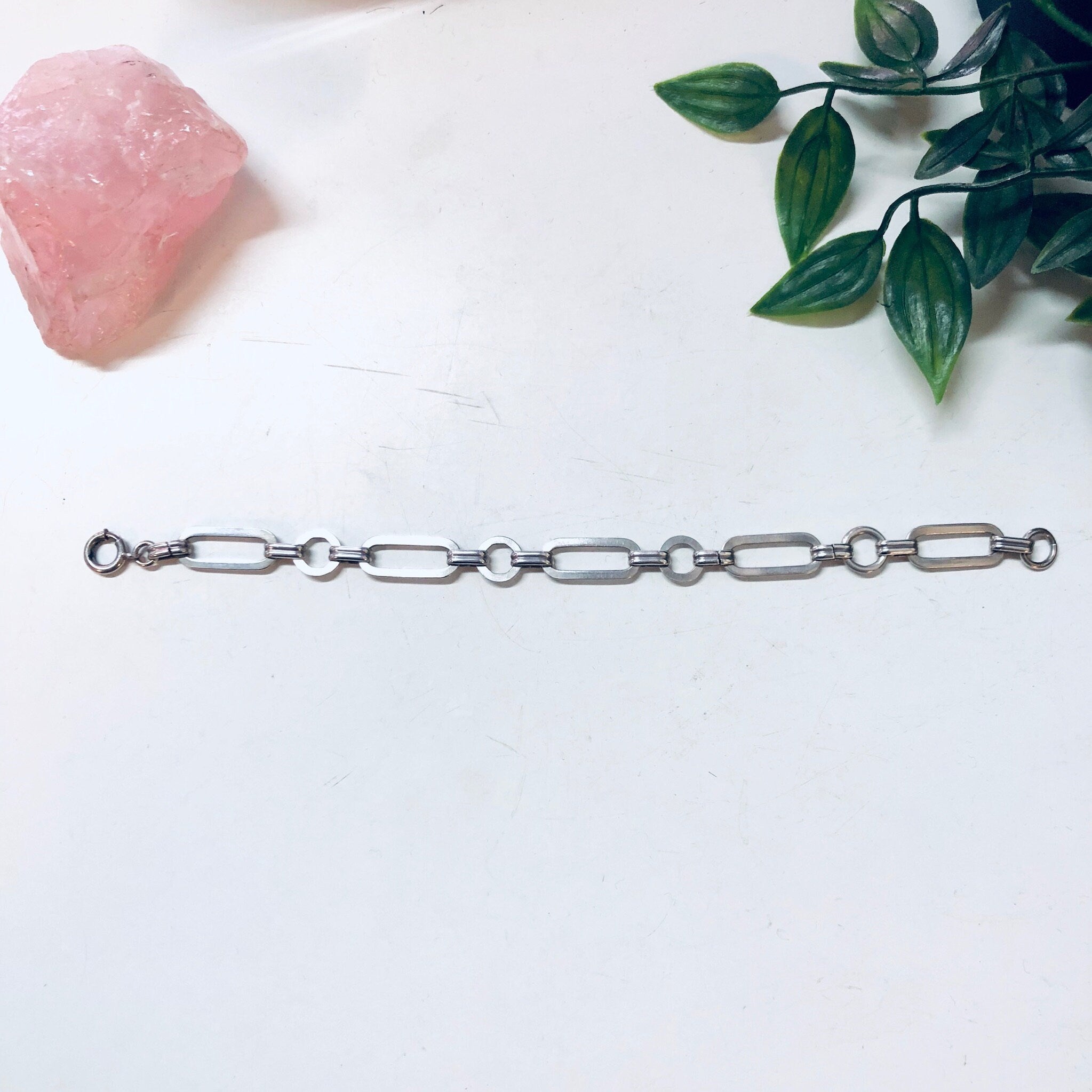 Vintage Silver Bracelet, Link Bracelet, Chain Bracelet, Simple Jewelry, Vintage Jewelry, Geometric Design, Elegant Bracelet, Valentines Day