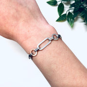 Vintage Silver Bracelet, Link Bracelet, Chain Bracelet, Simple Jewelry, Vintage Jewelry, Geometric Design, Elegant Bracelet, Valentines Day