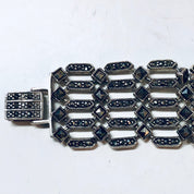 Vintage sterling silver marcasite link bracelet, statement jewelry suitable as a Valentine's Day gift
