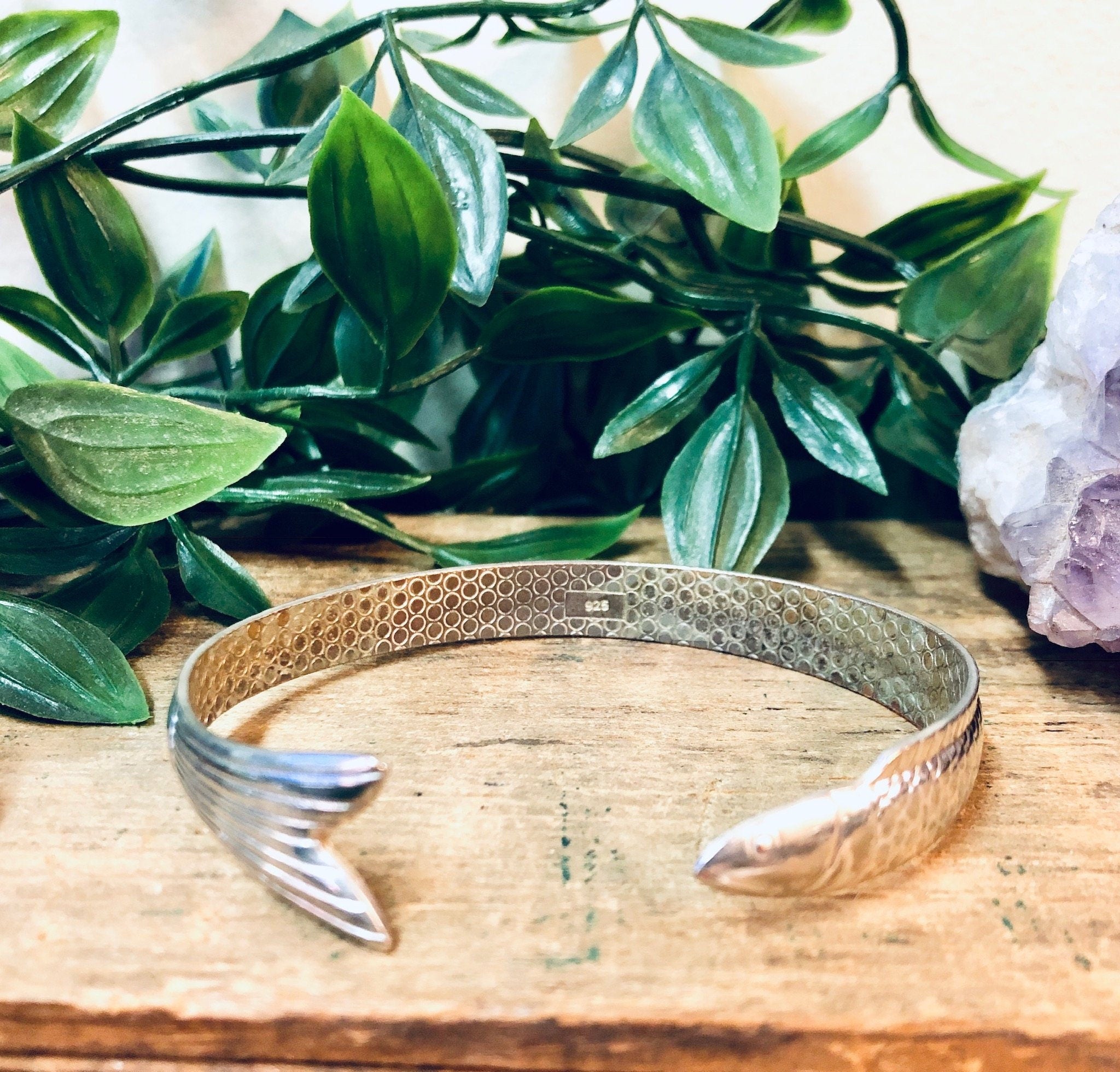 Vintage Bracelet, Silver Fish Bracelet, Fish Jewelry, Aquatic Jewelry, Bangle Bracelet, Cuff Bracelet, Unique Jewelry, Animal Bracelet, 925