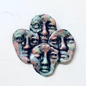 Vintage Brooch, Face Pin, Mask Brooch, Vintage Jewelry, Vintage Pin, Green Brooch, Pink Brooch, Signed Jewelry, Ritter Brooch, Unique Pin
