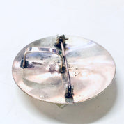 Vintage Brooch, Costume Jewelry, Iridescent Brooch, Silver and White, 80s jewelry, 1980s Fashion, Round Brooch, Vintage Pendant, Necklace