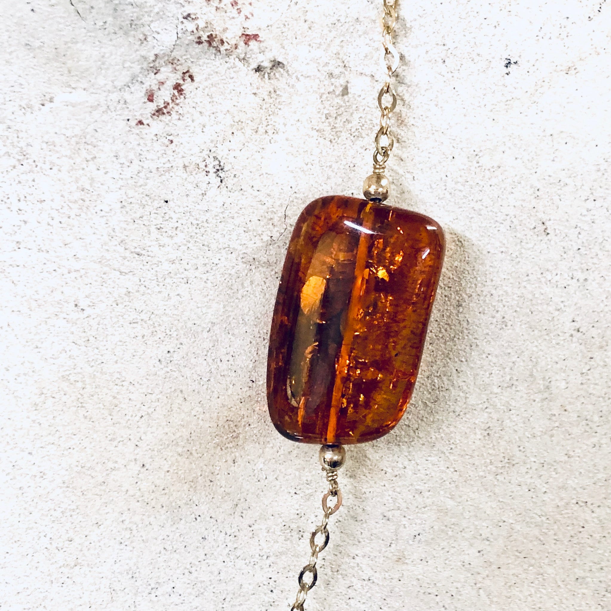 Vintage Necklace, Long Necklace, Amber Jewelry, Gold Plated Silver, Silver Chain, Long Chain, Vintage Jewelry, Unique Jewelry, Amber Beads