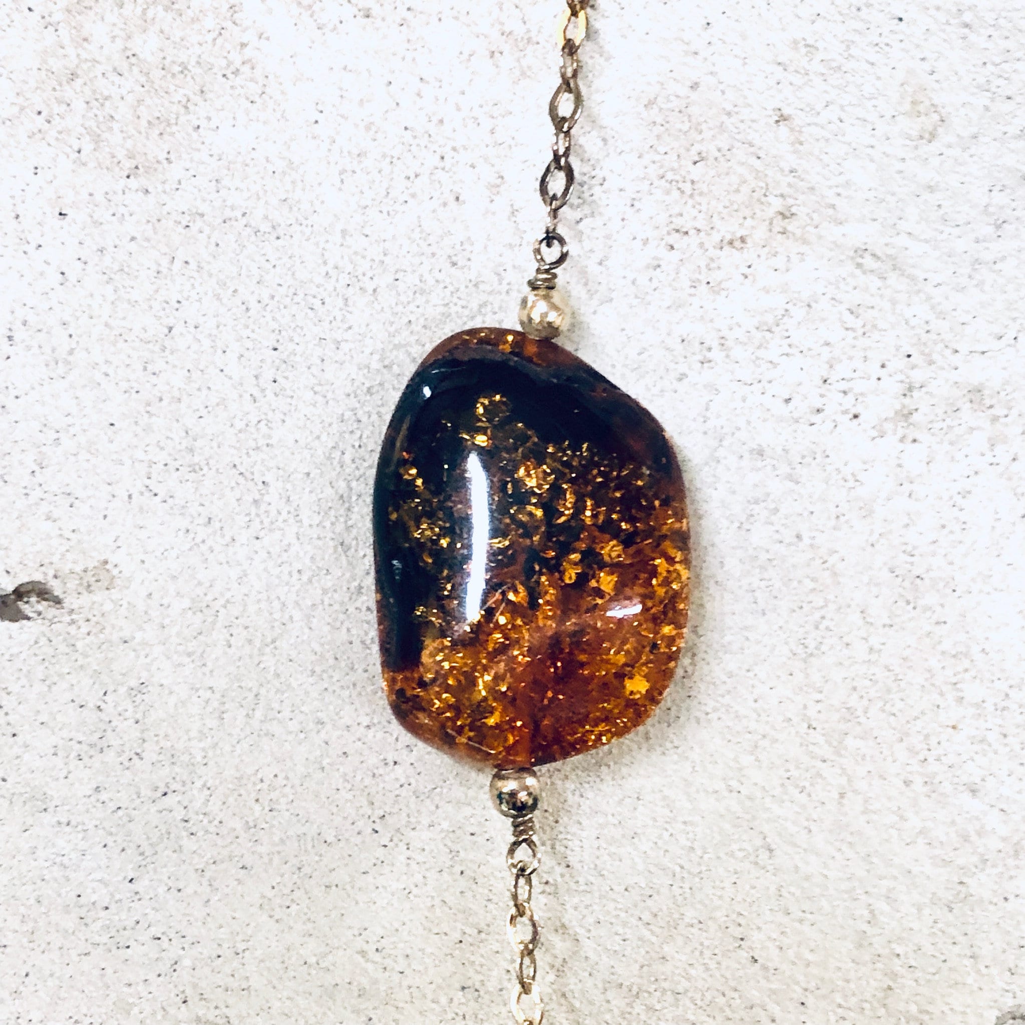 Vintage Necklace, Long Necklace, Amber Jewelry, Gold Plated Silver, Silver Chain, Long Chain, Vintage Jewelry, Unique Jewelry, Amber Beads