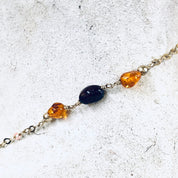 Vintage Necklace, Long Necklace, Amber Jewelry, Gold Plated Silver, Silver Chain, Long Chain, Vintage Jewelry, Unique Jewelry, Amber Beads