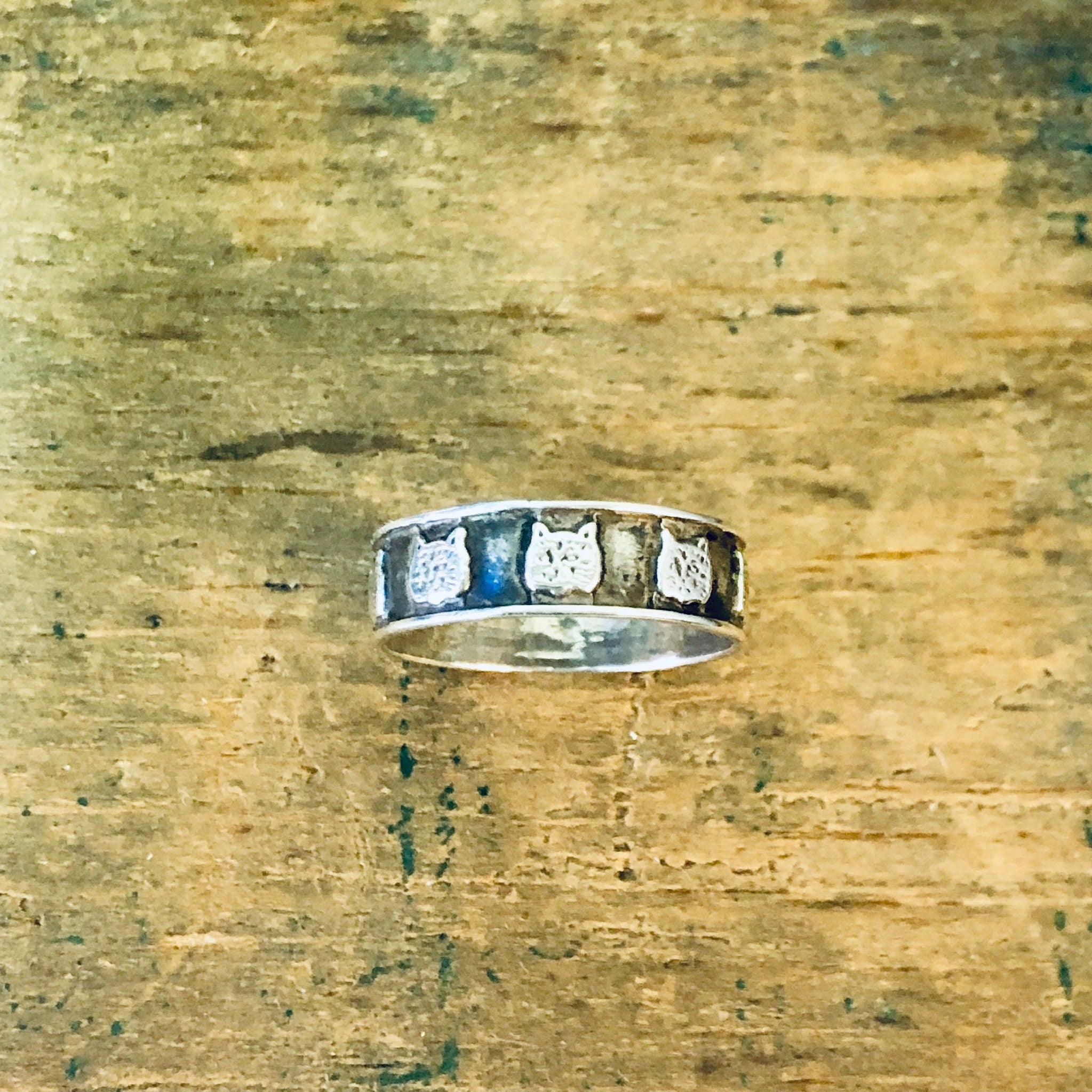 Vintage Silver Ring, Cat Ring, Kitty Cat Ring, Animal Jewelry, Unique Ring, Small Ring, Band Ring, Vintage Jewelry, Valentines Day Gift, 925