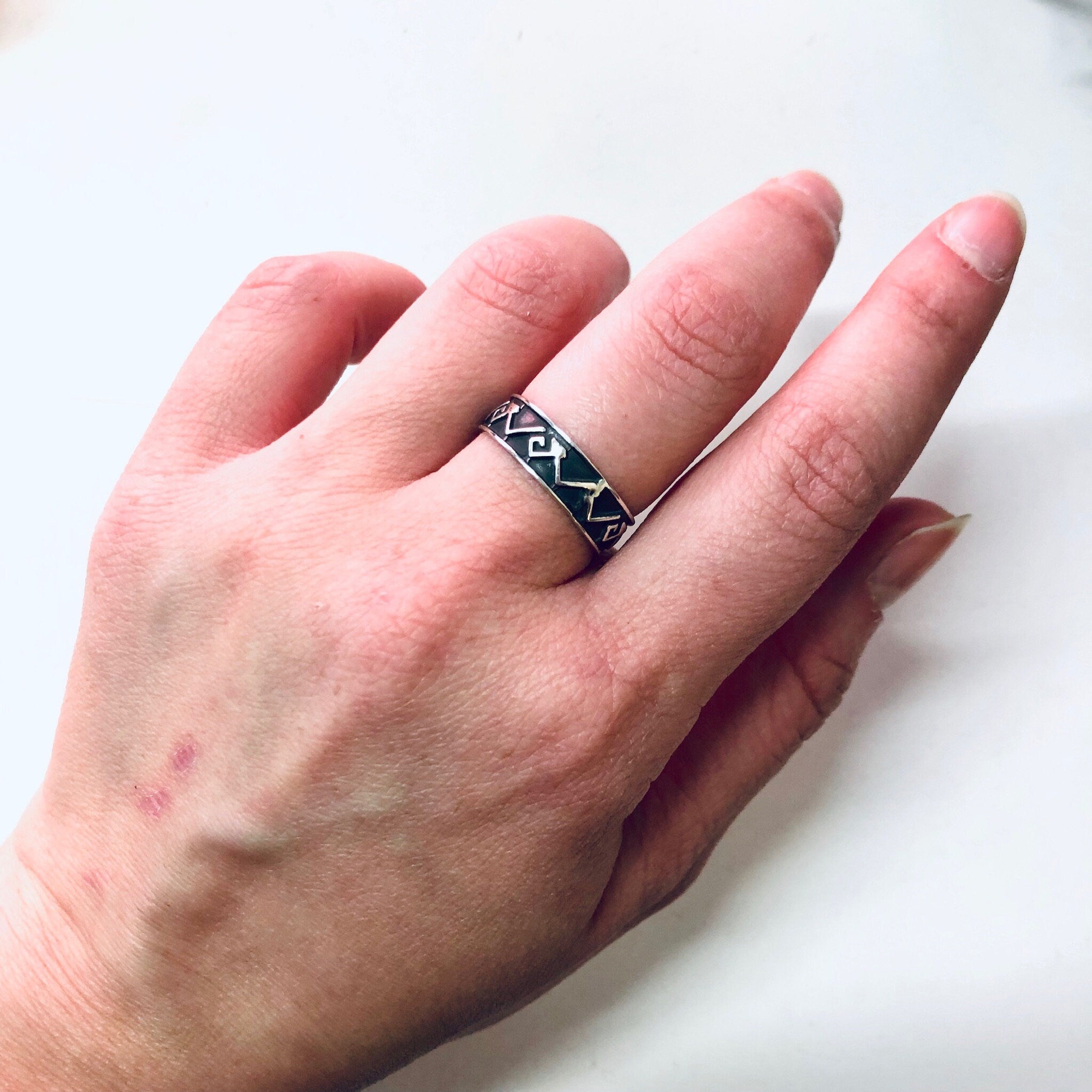 Vintage Silver Ring, Tribal Ring, Band Ring, Vintage Jewelry, Simple Ring, Valentines Day Gift, Unique Jewelry, Simple Tribal Band, 925