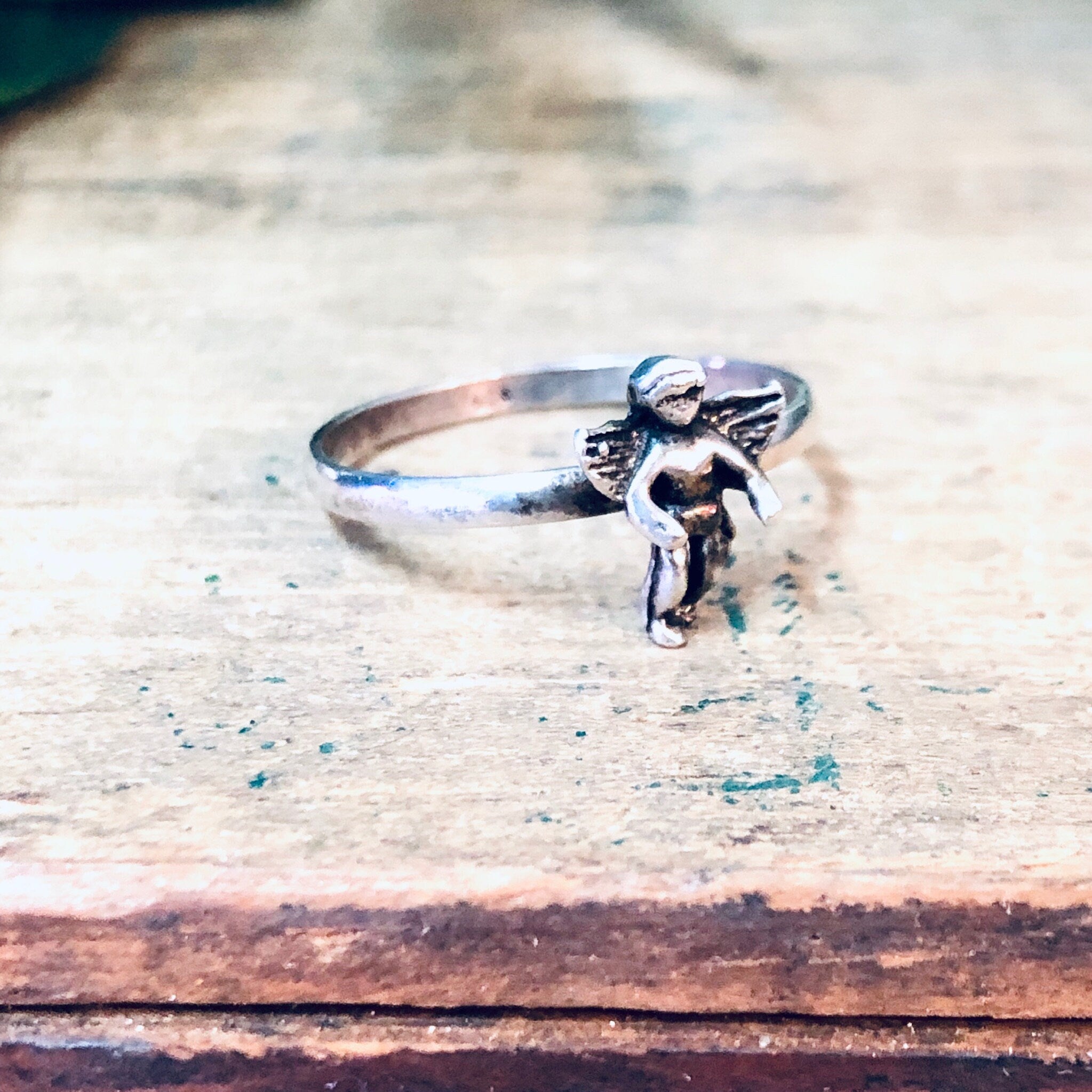 Vintage Silver Ring, Cherub Ring, Angel Ring, Vintage Jewelry, Ring with Angel, Angelic Jewelry, Valentines Day Gift, Cupid Ring, Angel, 925