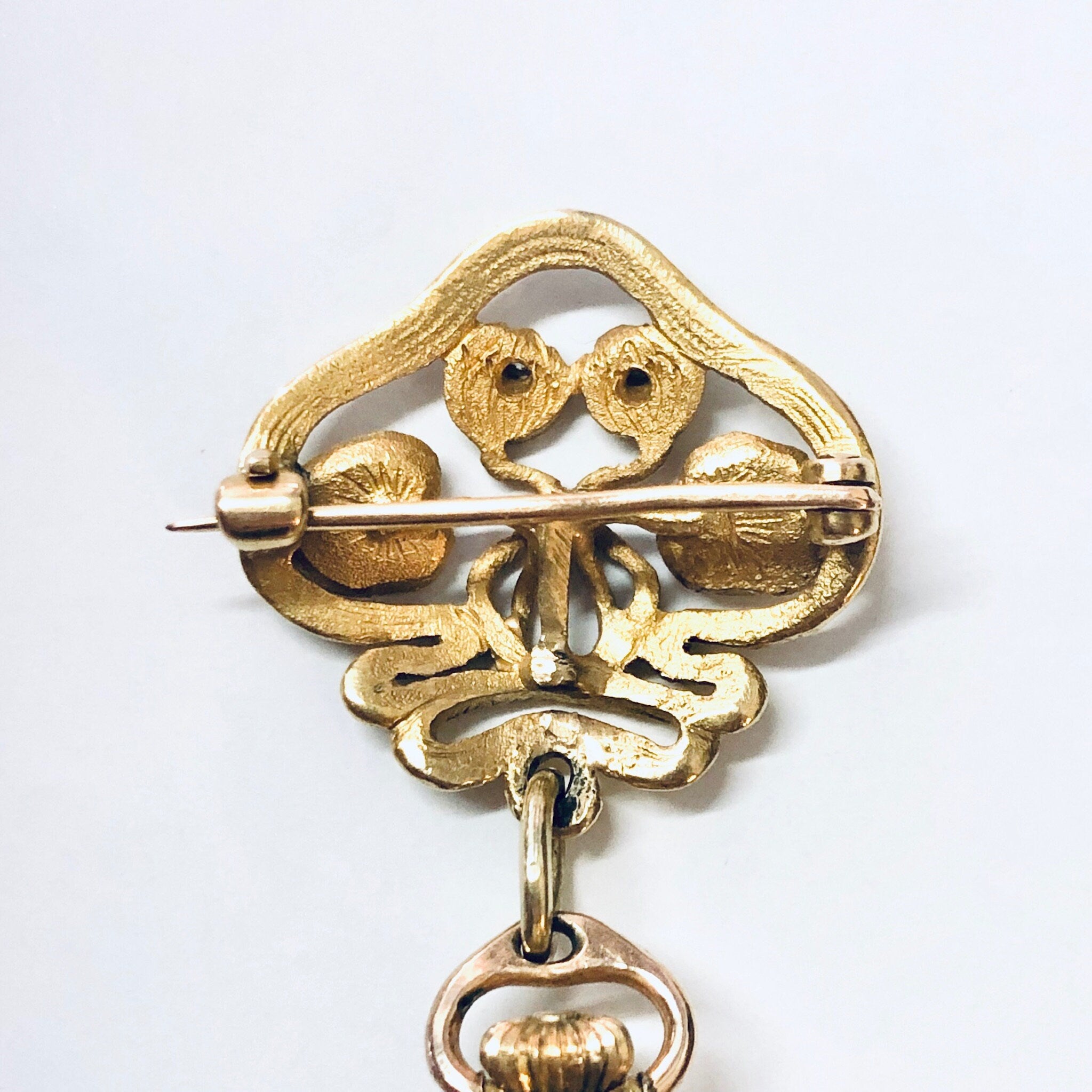 Rare Marcus And Co. 14k Gold Diamond Lapel Watch Art Nouveau, 14 Karat Gold, 14K Gold Watch, Vintage Watch, Lapel Watch, Watch Brooch, Gold