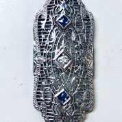 Vintage Gold Pendant, 14K White Gold, 14 Karat Gold, Diamond Pendant, Blue Topaz, Aquamarine Jewelry, Vintage Jewelry, Art Deco Pendant