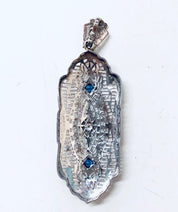 Vintage Gold Pendant, 14K White Gold, 14 Karat Gold, Diamond Pendant, Blue Topaz, Aquamarine Jewelry, Vintage Jewelry, Art Deco Pendant