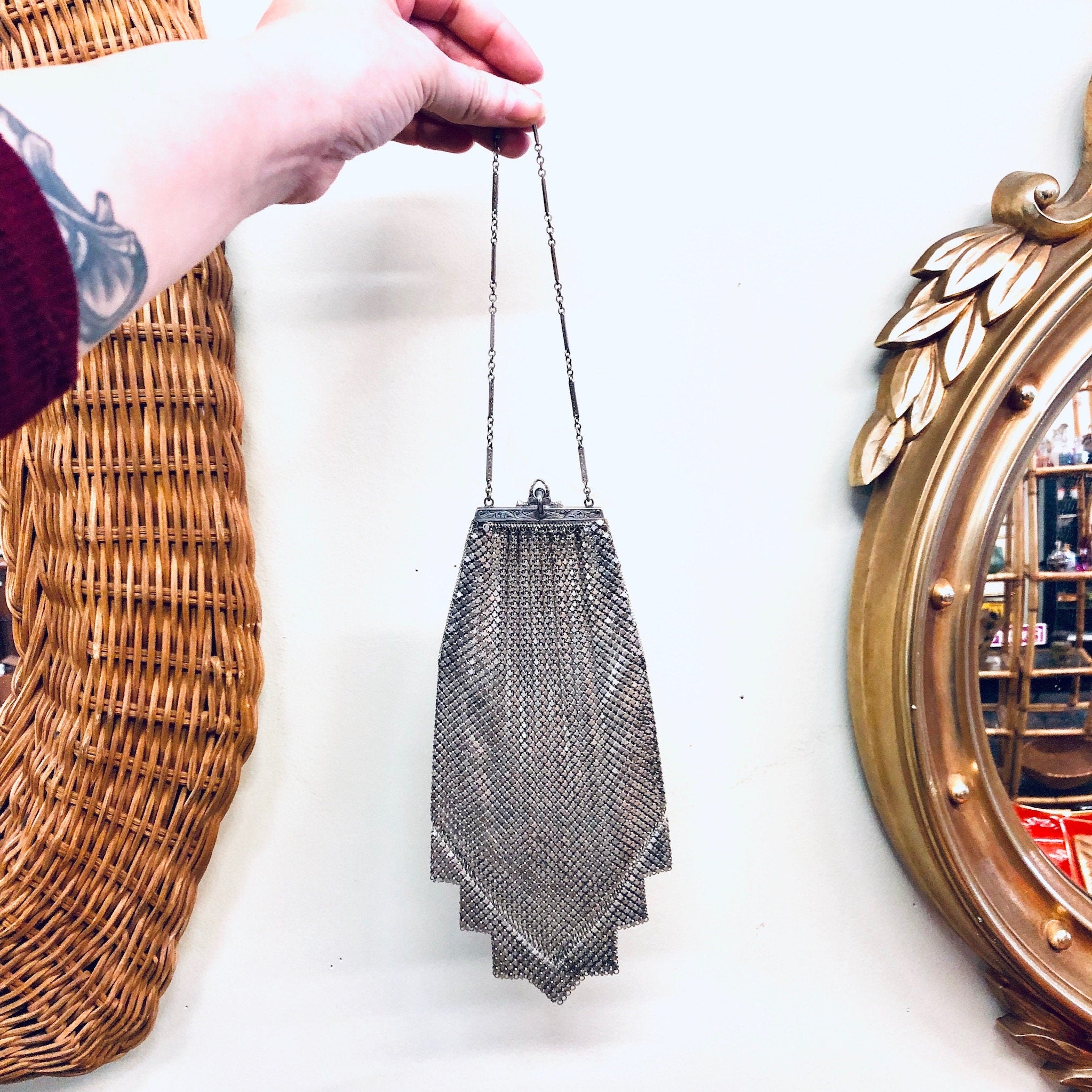 Whiting and Davis Purse, Mesh Purse, Silver Bag, Evening Bag, Whiting and Davis, Art Deco Bag, Vintage Purse, Handbag, Change Purse, Unique