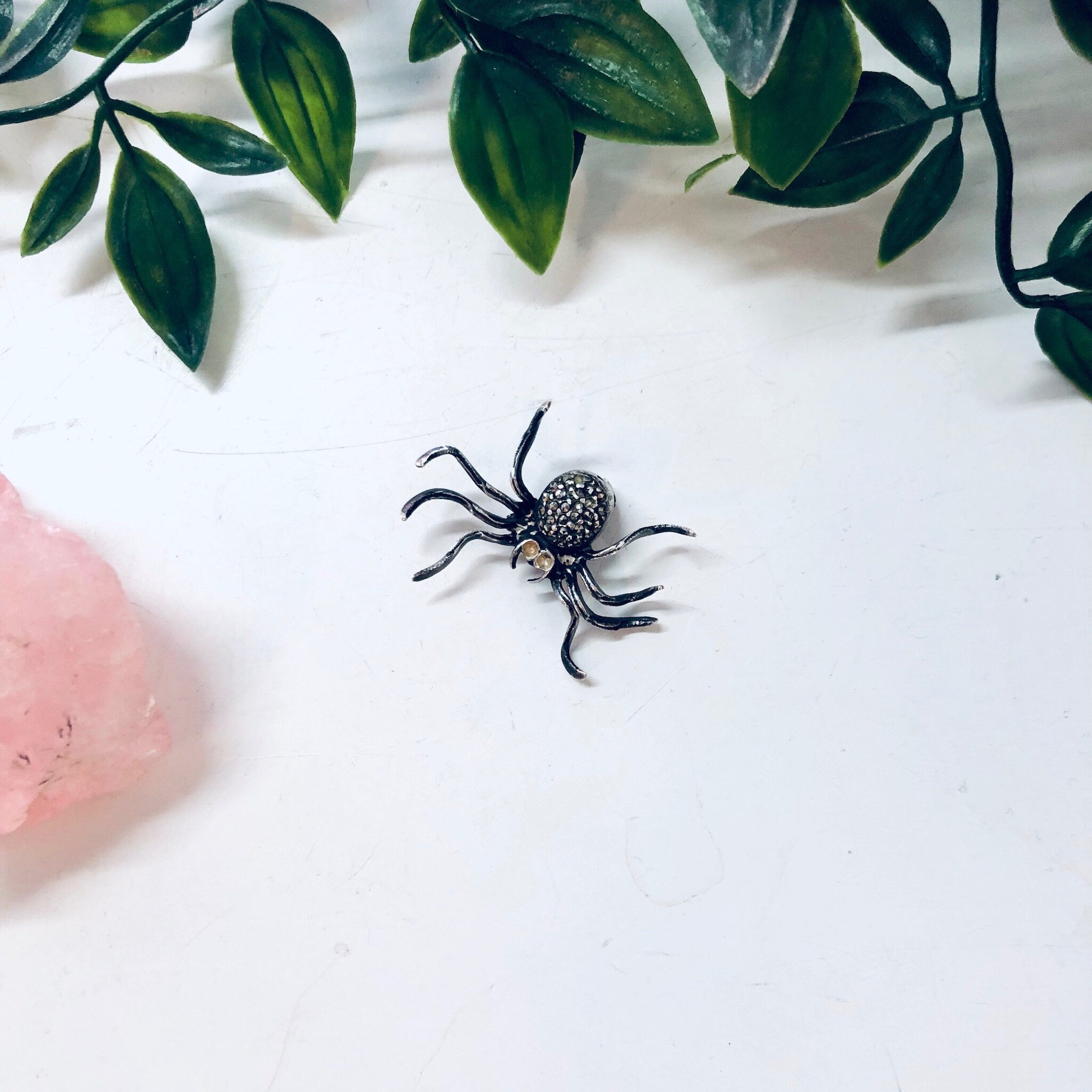 Vintage Pin, Spider Pin, Marcasite Brooch, Spider Jewelry, Little Brooch, Silver Brooch, Goth Style Jewelry, 925 Pin, Small Brooch, Bug Pin