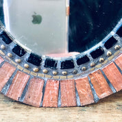 Vintage Mirror, Small Mirror, Vintage Home Decor, Wall Decor, Mosaic Mirror, Copper Toned Tile, Tile Mirror, Copper and Black, Wall Hanging