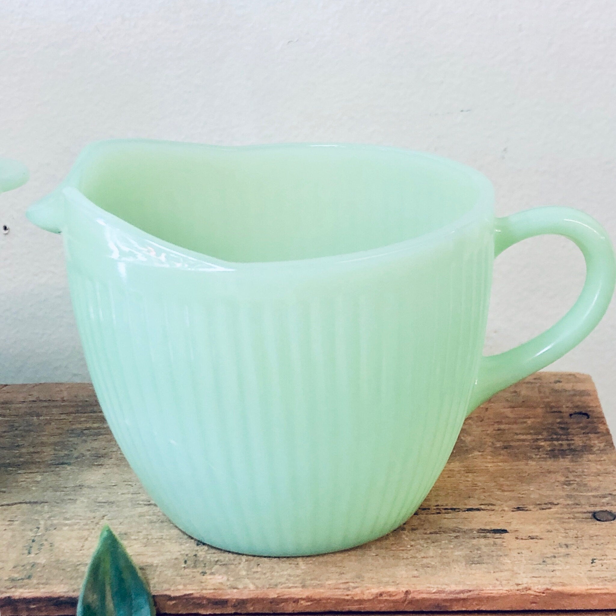 Fire King Jane Ray Jadeite Cream and Sugar Bowl, Vintage Jadeite Creamer Sugar Set, Fire King Collectible Glassware, Green Milk Glass, Green