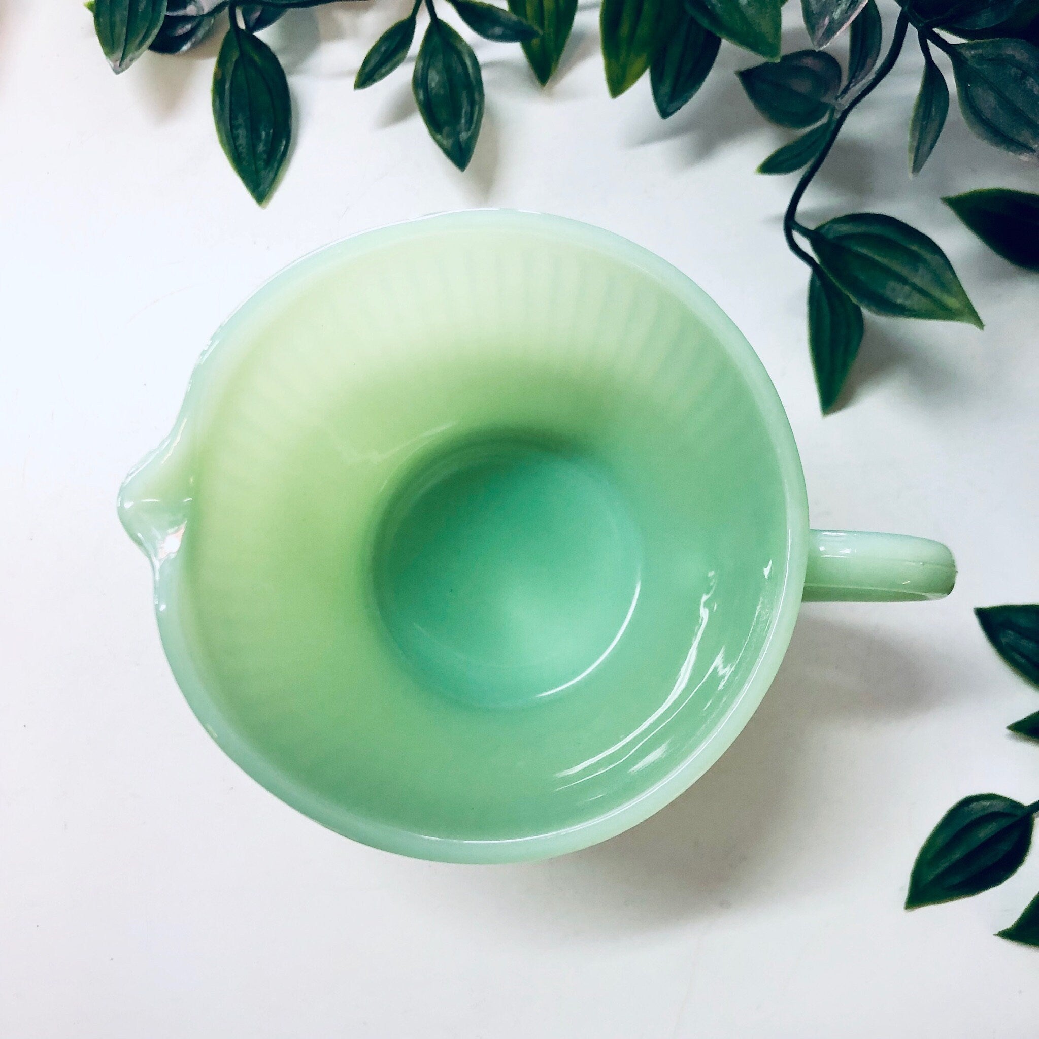 Fire King Jane Ray Jadeite Cream and Sugar Bowl, Vintage Jadeite Creamer Sugar Set, Fire King Collectible Glassware, Green Milk Glass, Green