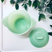Fire King Jane Ray Jadeite Cream and Sugar Bowl, Vintage Jadeite Creamer Sugar Set, Fire King Collectible Glassware, Green Milk Glass, Green