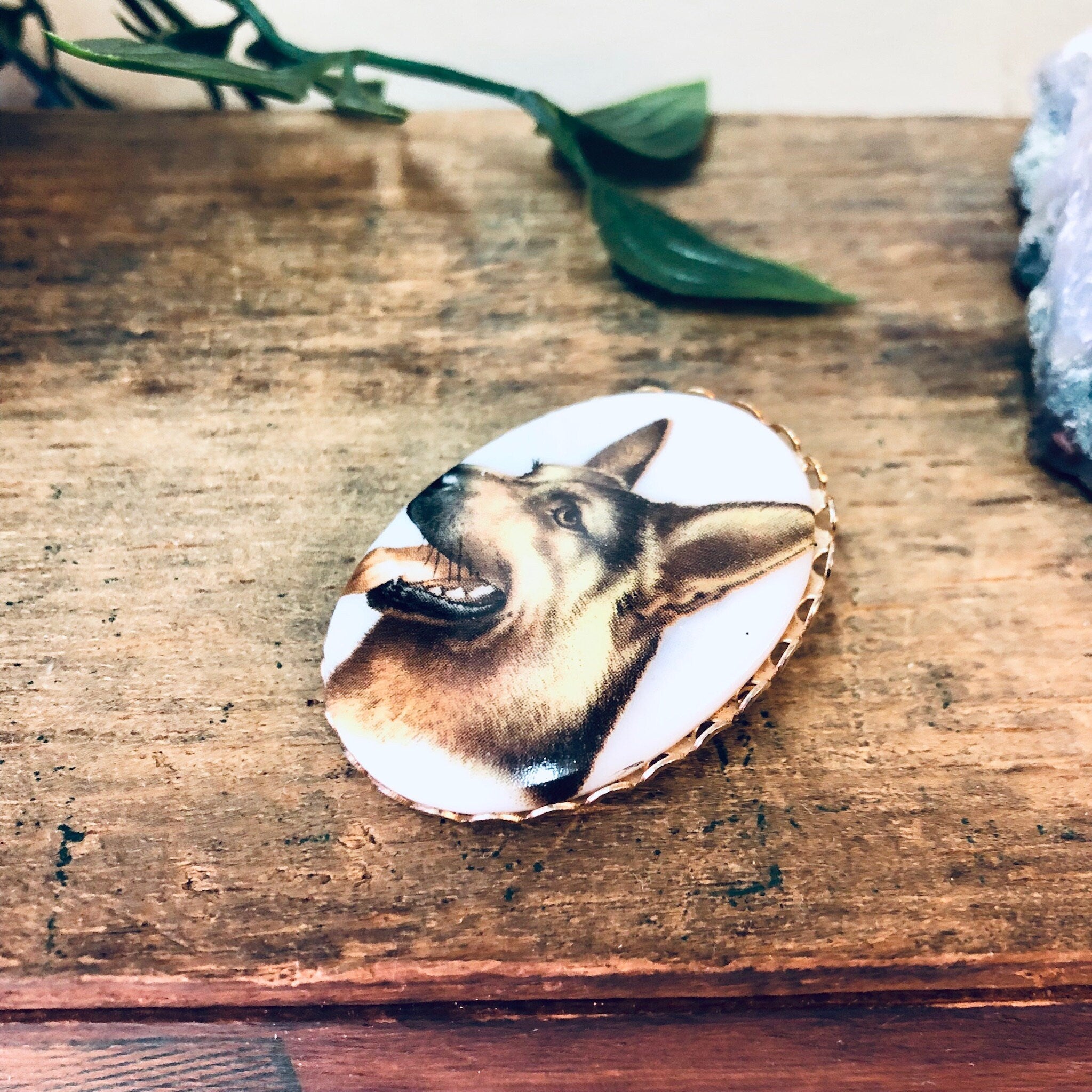 German Shepherd Pin, Vintage Brooch, Dog Brooch, Animal Jewelry, Vintage Jewelry, Dog Face Brooch, Animal Lover Gift, Valentines Day Gift