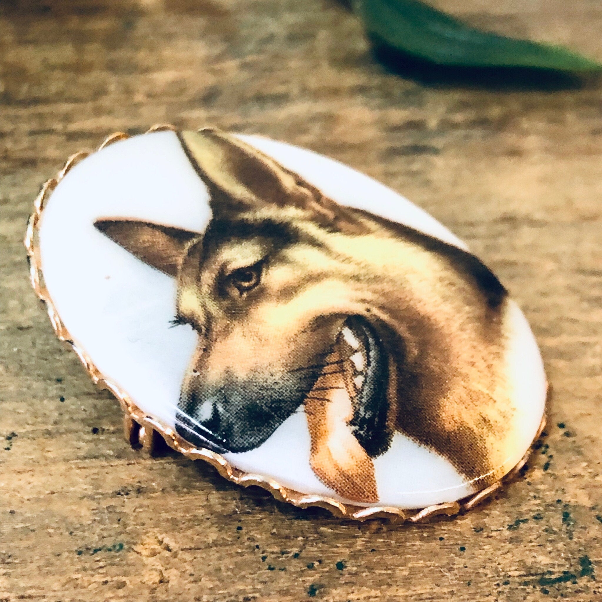 German Shepherd Pin, Vintage Brooch, Dog Brooch, Animal Jewelry, Vintage Jewelry, Dog Face Brooch, Animal Lover Gift, Valentines Day Gift