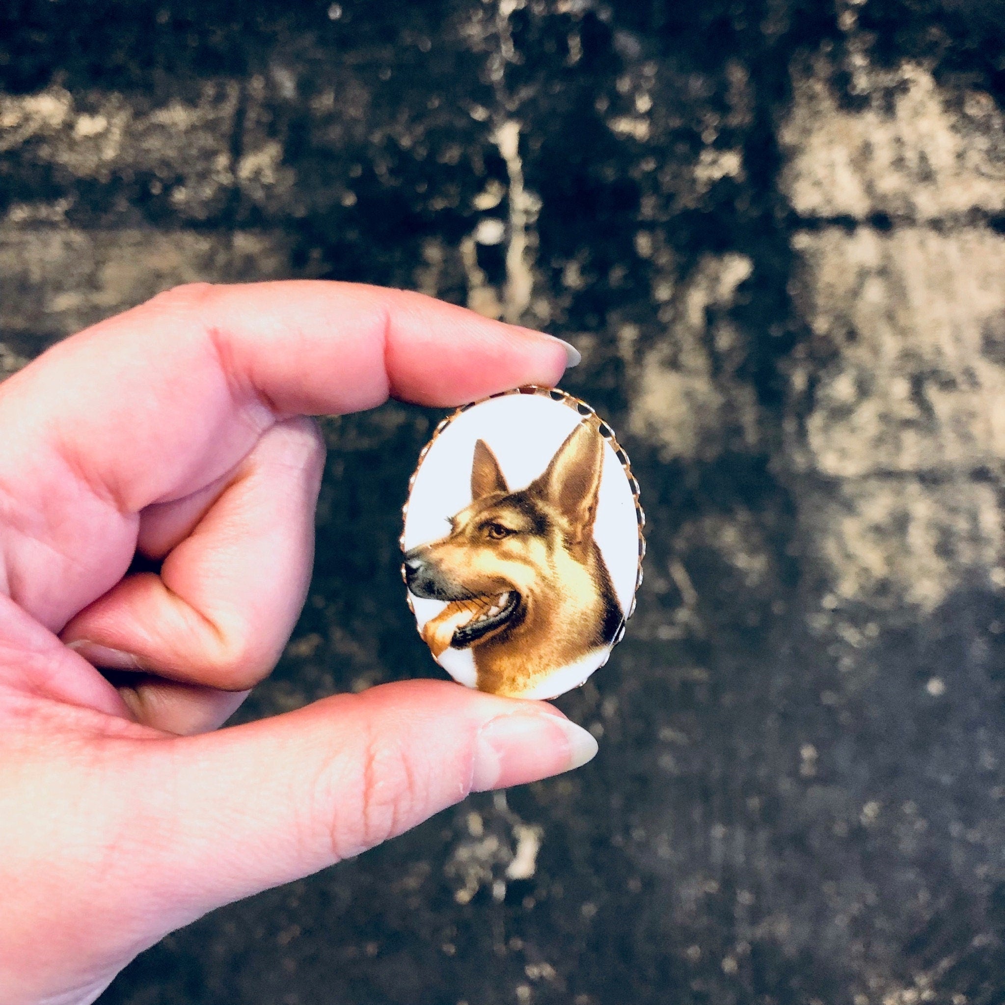 German Shepherd Pin, Vintage Brooch, Dog Brooch, Animal Jewelry, Vintage Jewelry, Dog Face Brooch, Animal Lover Gift, Valentines Day Gift