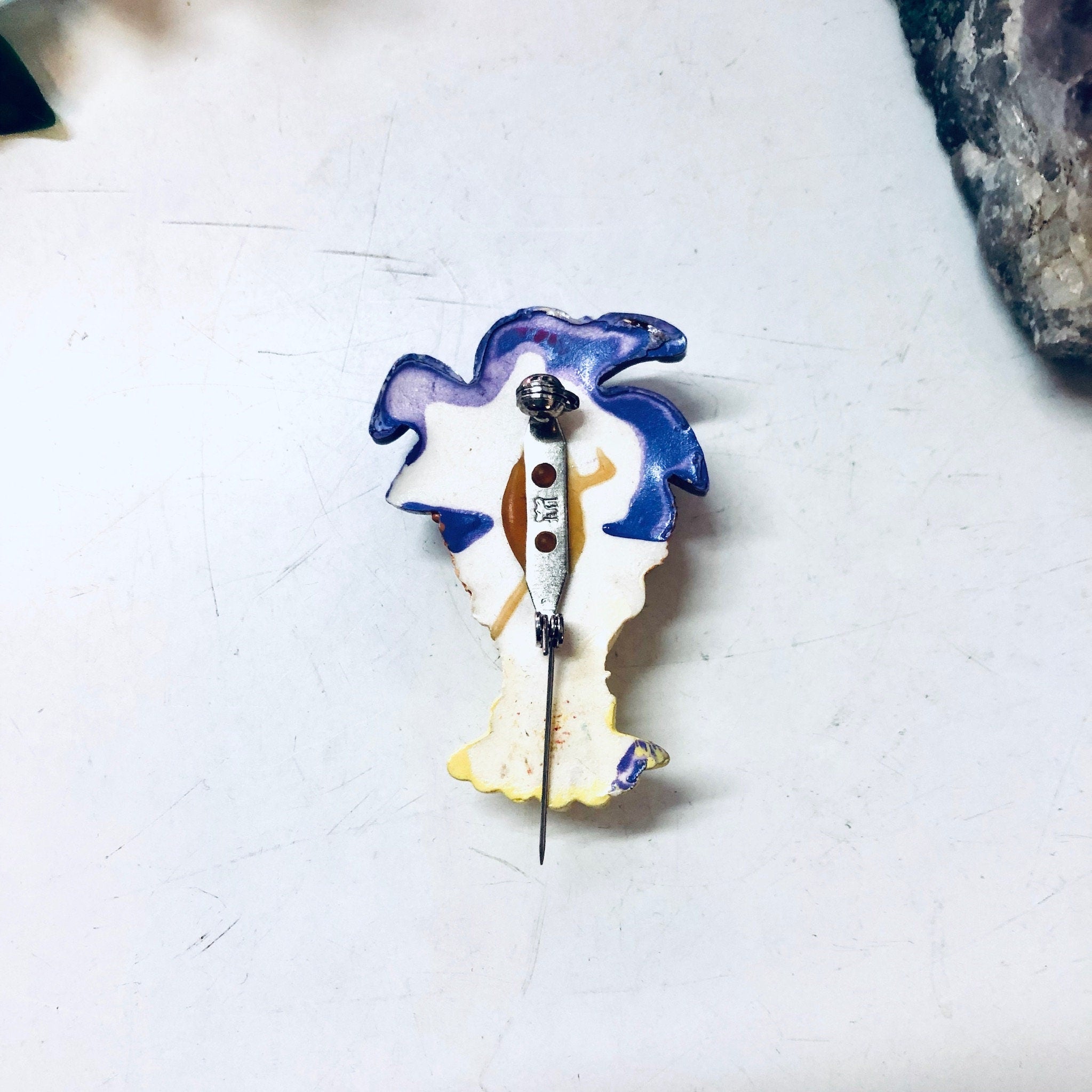 Vintage Brooch, Lady Face Brooch, Unique Jewelry, Vintage Jewelry, Vintage Pin, Purple Jewelry, Yellow Jewelry, Woman Face Pin, Unique Gift