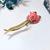 Vintage Flower Pin, Vintage Brooch, Pink Flower, Large Brooch, Vintage Jewelry, Long Brooch, Pink and Gold, Valentines Day Gift, Unique Pin