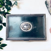 Vintage Jewelry Box, Trinket Box, Catch All Box, Concho Box, Medallion Box, Valentines Day Gift, Metal Box, Industrial Style, Gun Metal Box