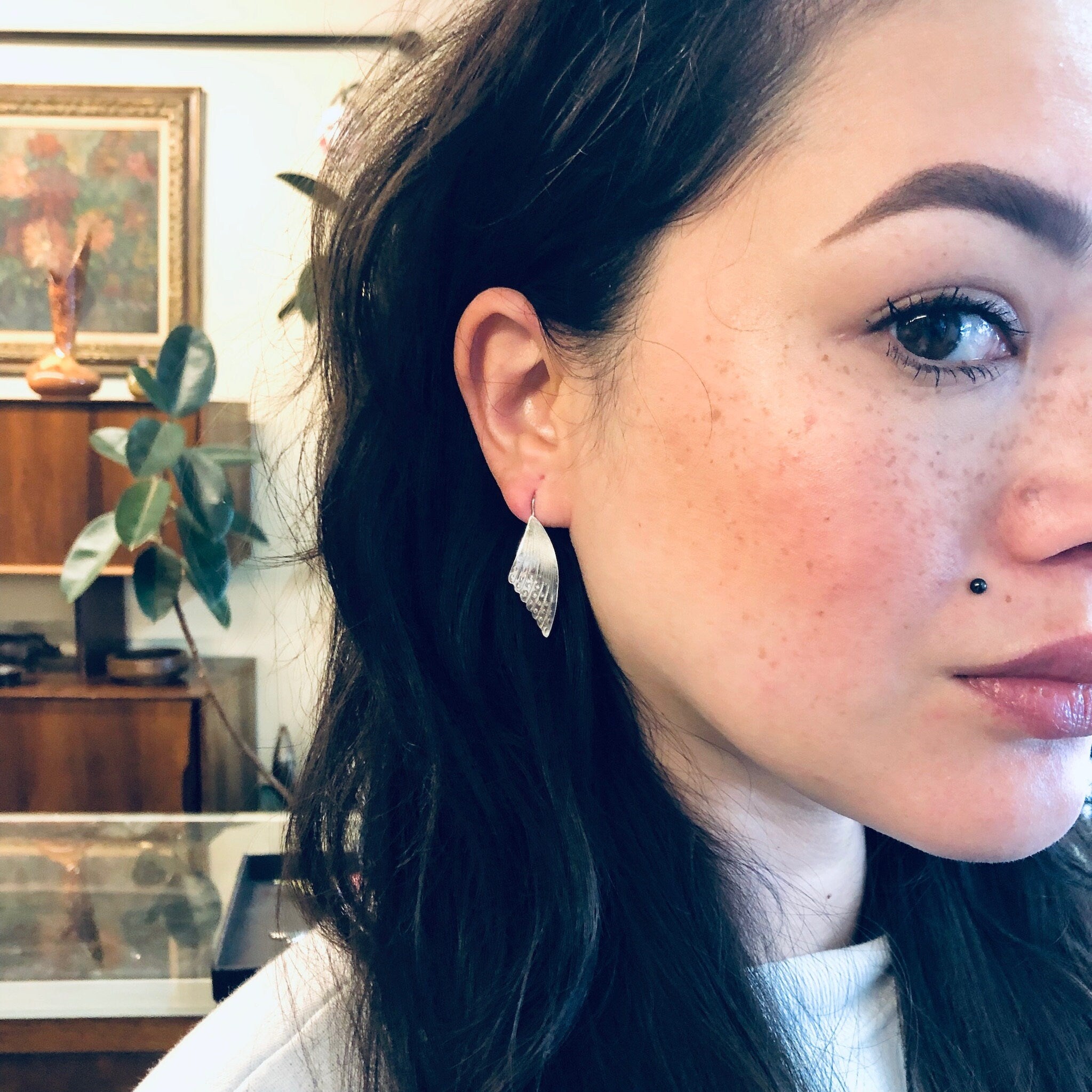 Vintage Silver Earrings, Wing Earrings, Small earrings, Pierced Ears, Vintage Jewelry, Valentines Day Gift, Cute Wing Earrings, Feathers,