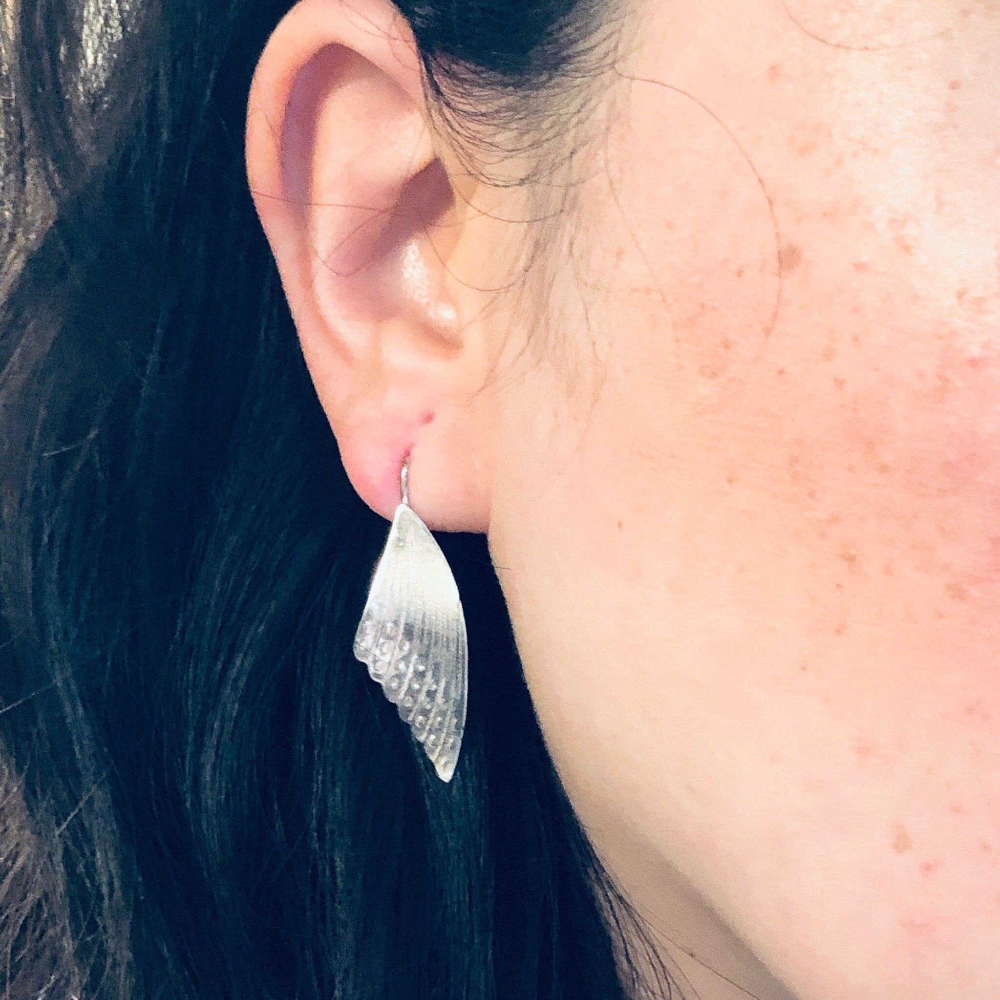Vintage Silver Earrings, Wing Earrings, Small earrings, Pierced Ears, Vintage Jewelry, Valentines Day Gift, Cute Wing Earrings, Feathers,