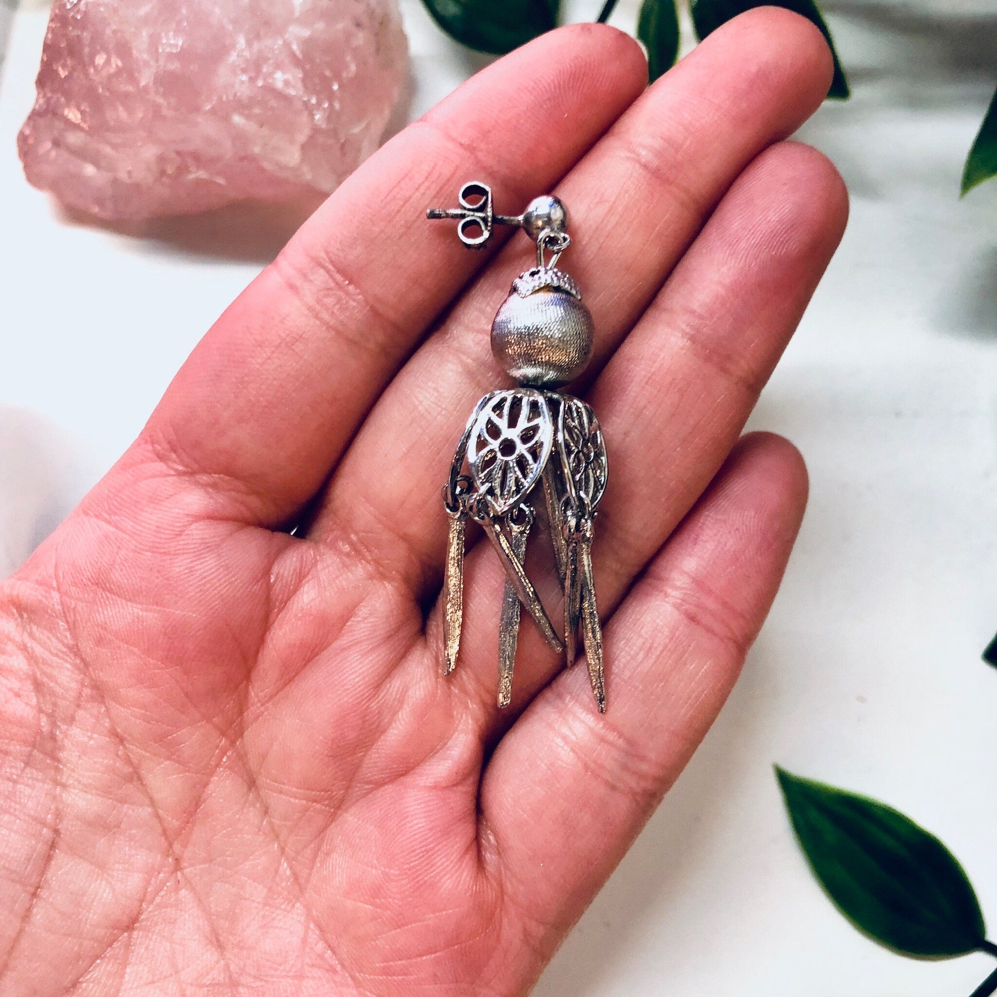 Vintage Earrings, Silver Earrings, Dangle Earrings, Pierced Ears, Unique Jewelry, Vintage Jewelry, Valentines Day Gift, Ornate Jewelry, Gift