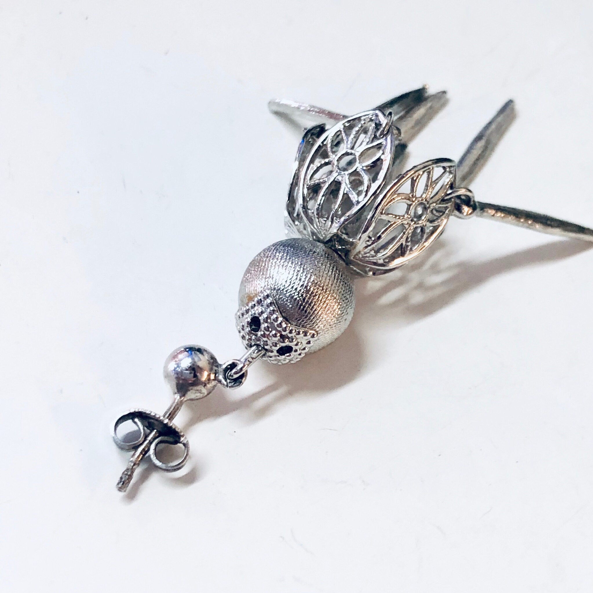 Vintage Earrings, Silver Earrings, Dangle Earrings, Pierced Ears, Unique Jewelry, Vintage Jewelry, Valentines Day Gift, Ornate Jewelry, Gift