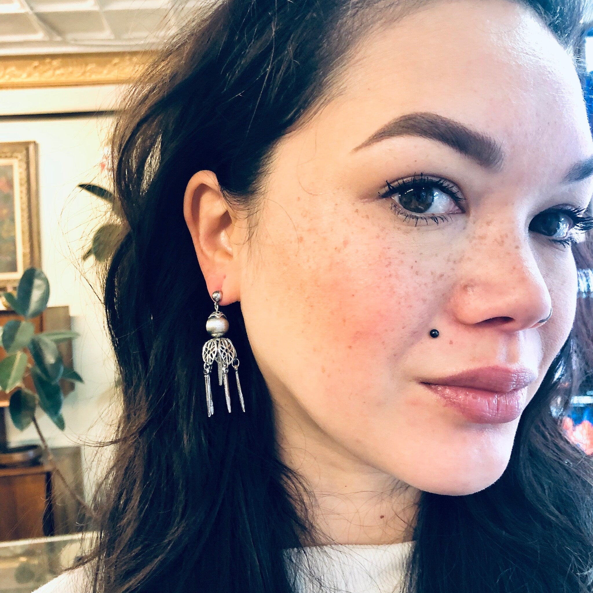 Vintage Earrings, Silver Earrings, Dangle Earrings, Pierced Ears, Unique Jewelry, Vintage Jewelry, Valentines Day Gift, Ornate Jewelry, Gift
