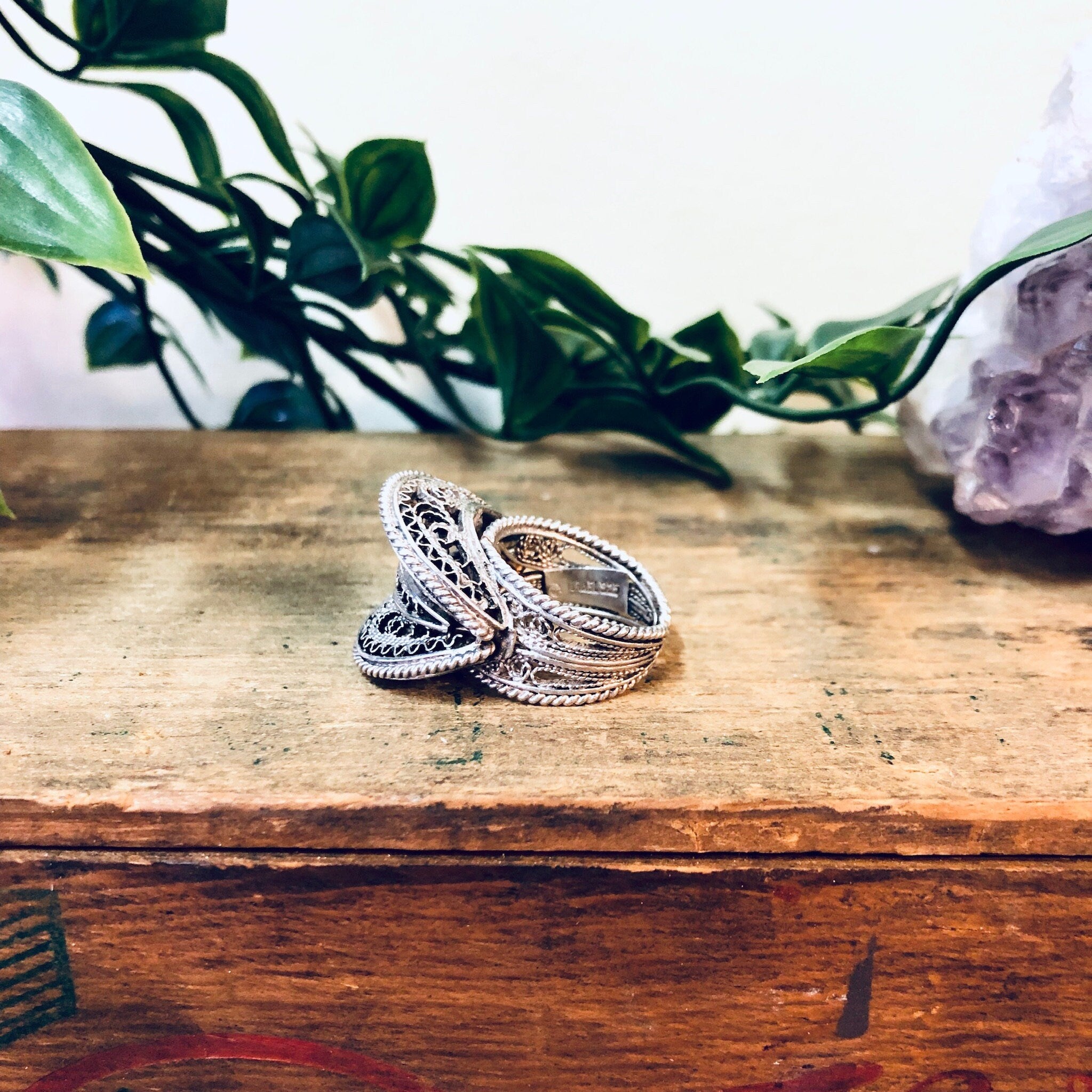 Vintage Silver Ring, Sterling Silver, Vintage Jewelry, Statement Ring, Filagree Ring, Cut Out Ring, Unique Ring, Valentines Day Gift, 925