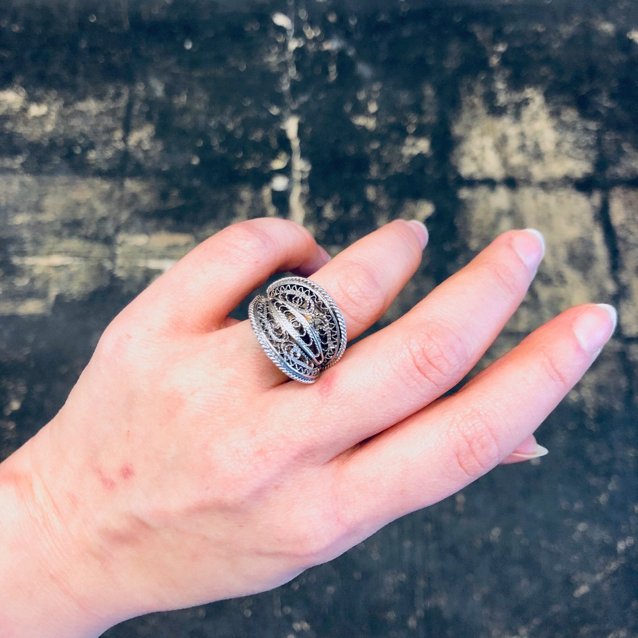 Vintage Silver Ring, Sterling Silver, Vintage Jewelry, Statement Ring, Filagree Ring, Cut Out Ring, Unique Ring, Valentines Day Gift, 925