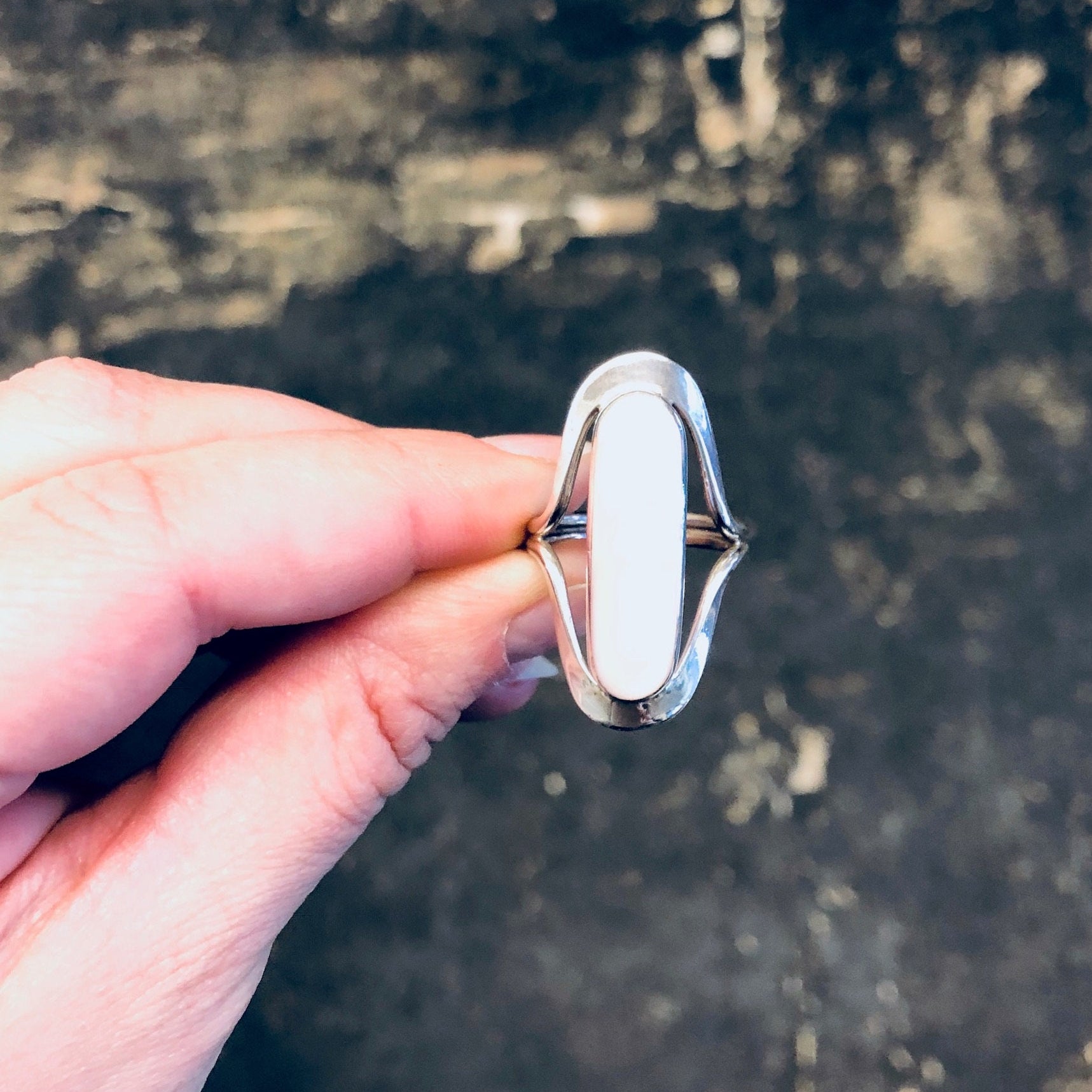 Vintage Silver Ring, Light Pink Ring, Vintage Jewelry, Silver and Pink, Valentines Day Gift, Statement Ring, Long Ring, Pink Swirl Ring, 925