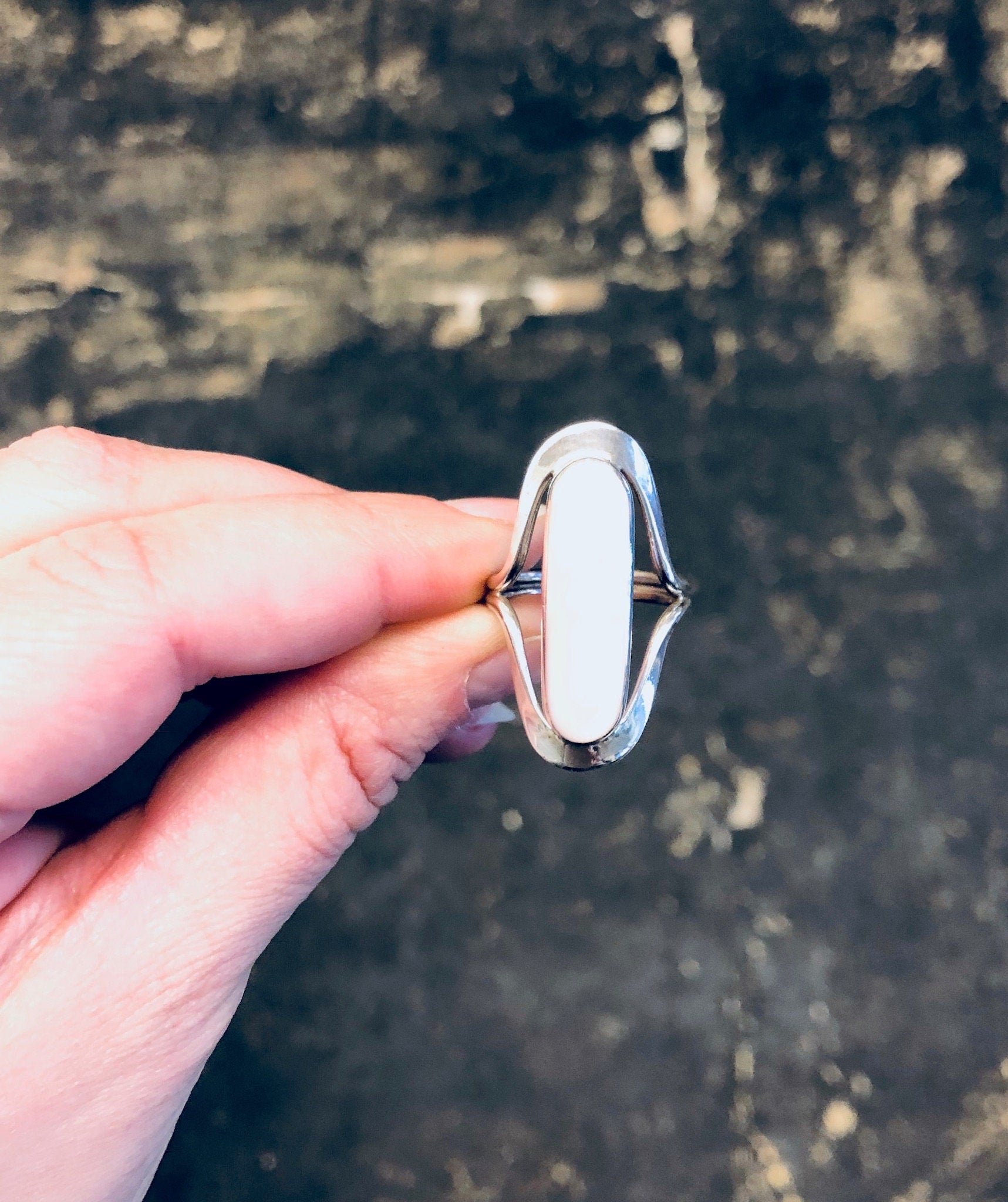 Vintage Silver Ring, Light Pink Ring, Vintage Jewelry, Silver and Pink, Valentines Day Gift, Statement Ring, Long Ring, Pink Swirl Ring, 925