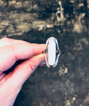 Vintage Silver Ring, Light Pink Ring, Vintage Jewelry, Silver and Pink, Valentines Day Gift, Statement Ring, Long Ring, Pink Swirl Ring, 925