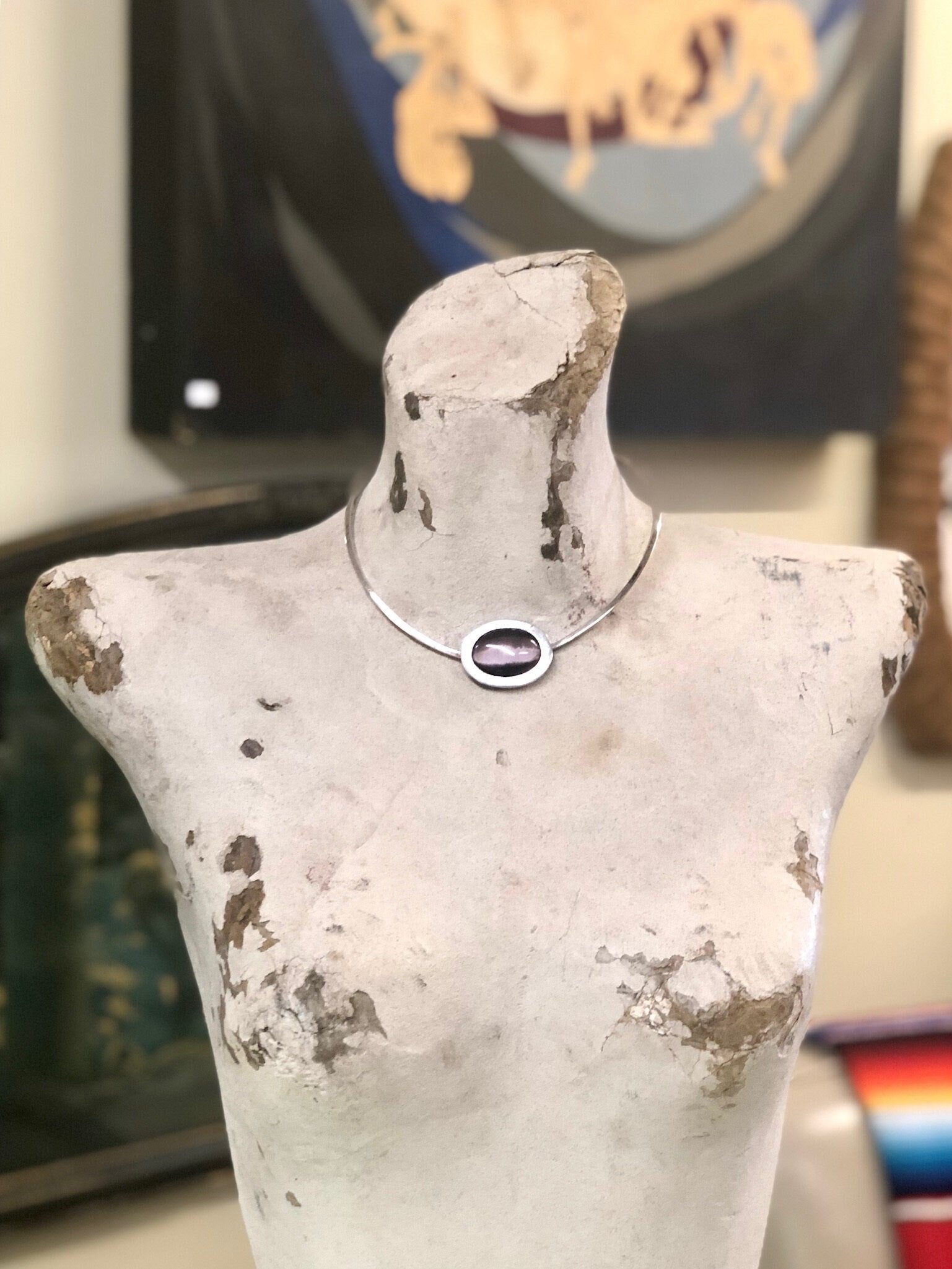 Vintage Choker, Silver Choker, Vintage Necklace, Tigers Eye Choker, Purple Tigers Eye, 950 Silver, Mothers Day Gift, Silver and Purple