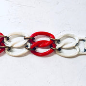 Vintage Bracelet, Metal Bracelet, Small Bracelet, Red Jewelry, White Bracelet, Link Bracelet, Chain Bracelet, Vintage Jewelry, Chain Link
